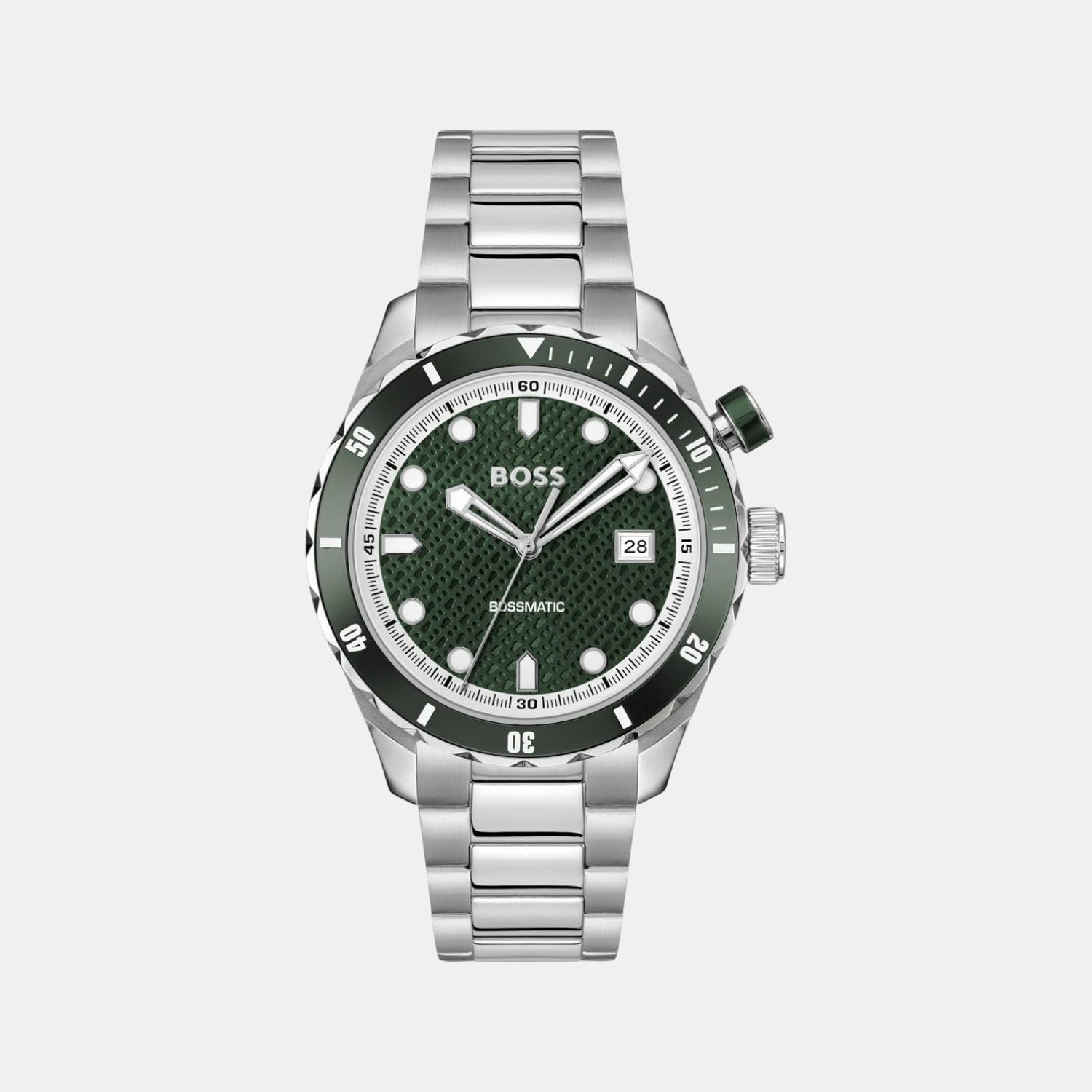 Boss Bossmatic Men Automatic Green Dial Analog Stainless Steel Watch 1514178