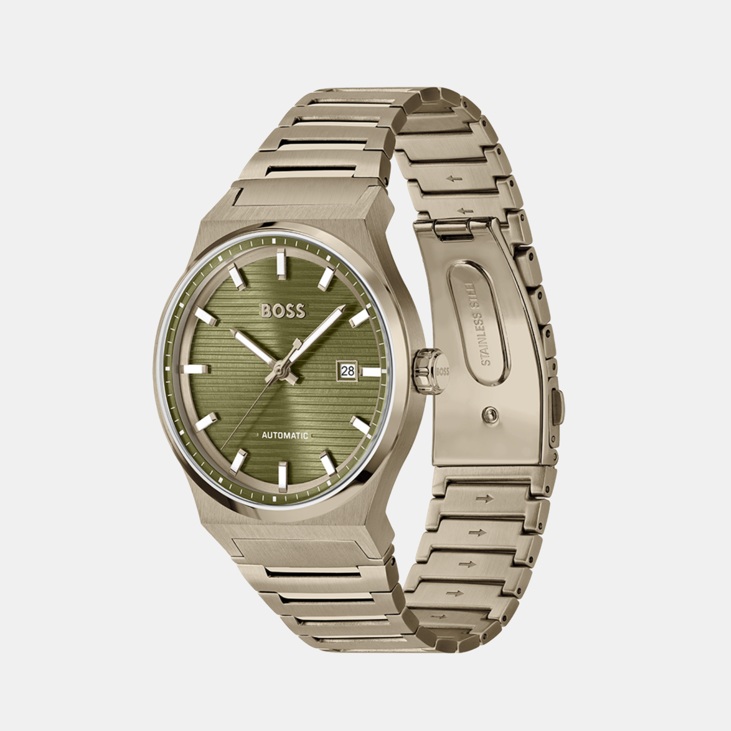 Boss Candor Men Automatic Green Dial Analog Stainless Steel Watch 1514184