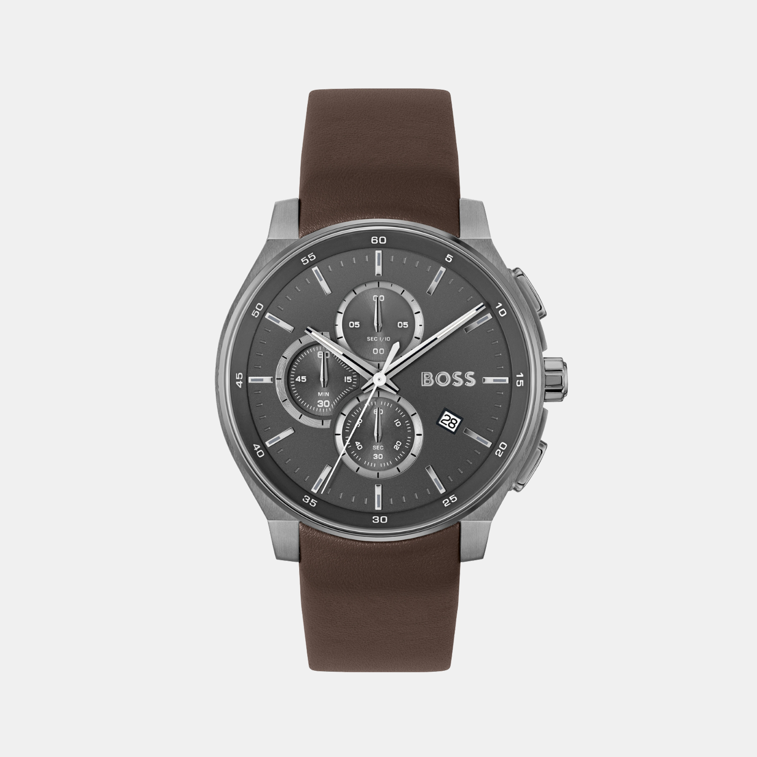 Boss Peak 2.0 Men Quartz Grey Dial Chronograph Leather Watch 1514187