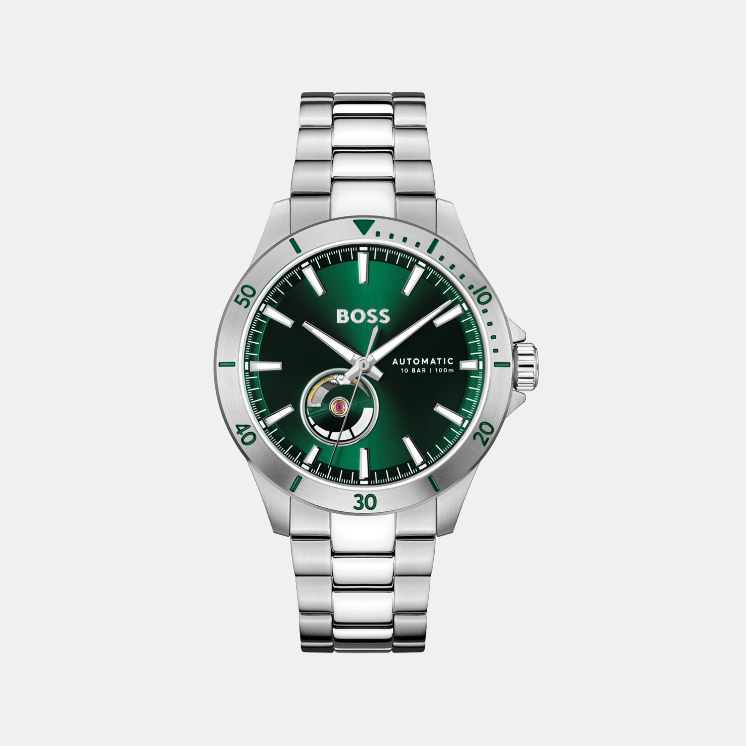Boss Troper Men Automatic Green Dial Analog Stainless Steel Watch 1514200