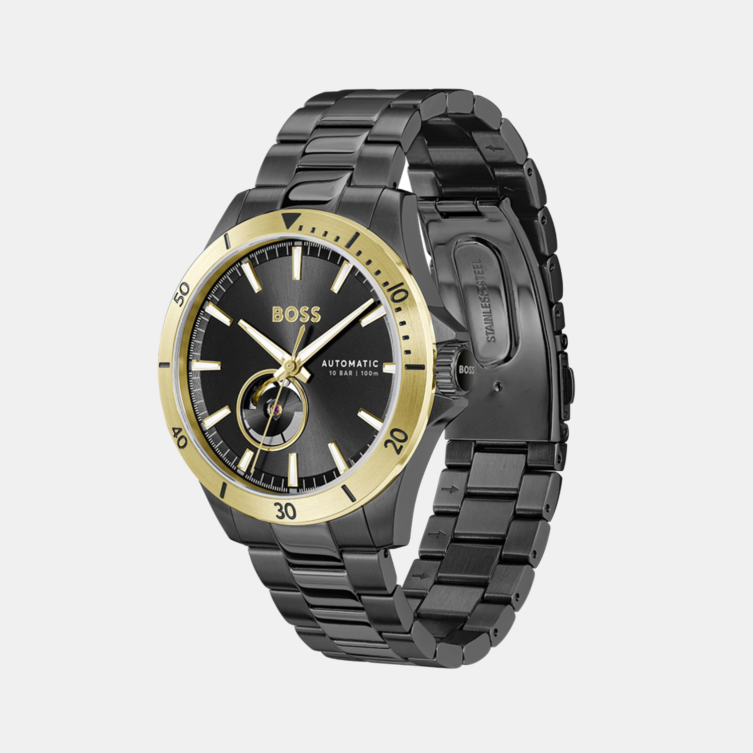 Boss Troper Men Automatic Black Dial Analog Stainless Steel Watch 1514203
