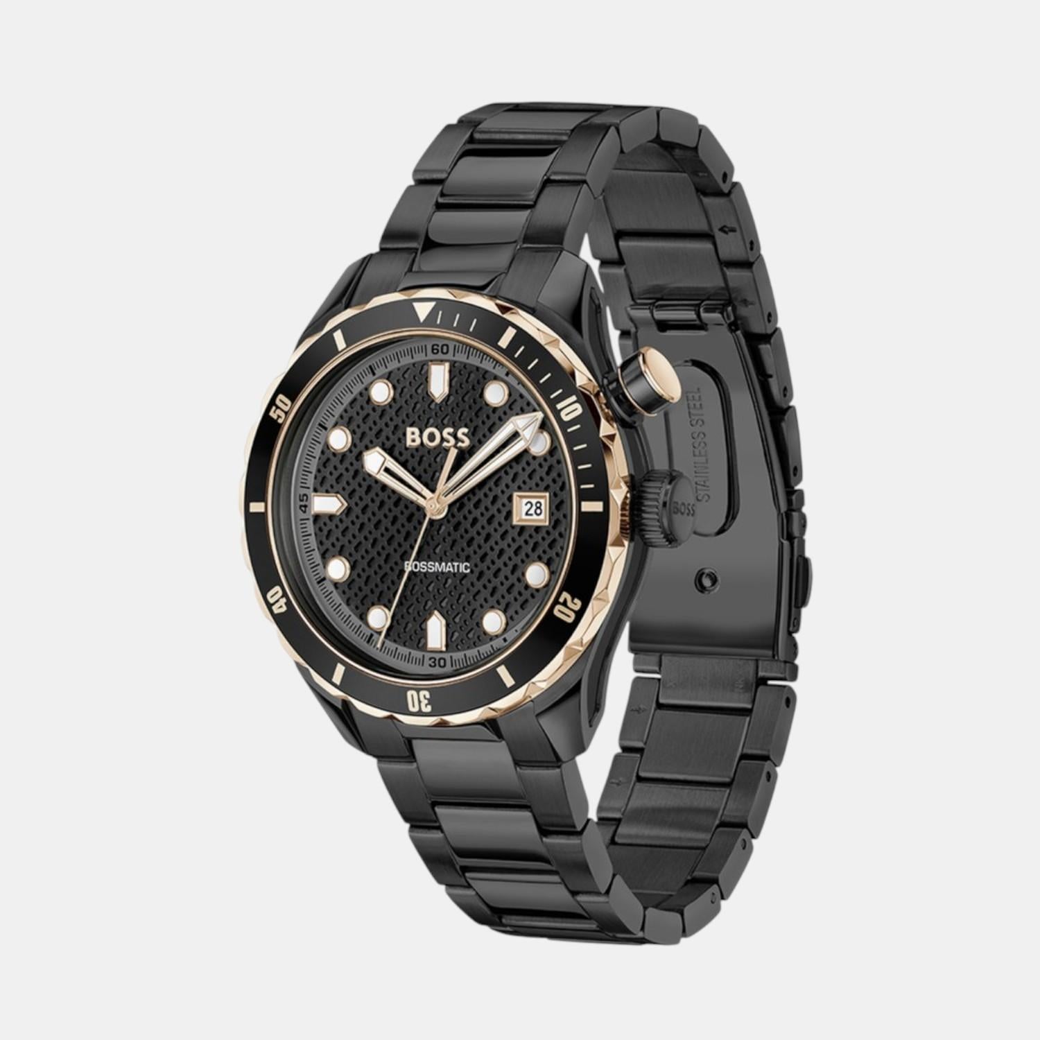 Boss Bossmatic Men Automatic Black Dial Analog Stainless Steel Watch 1514215