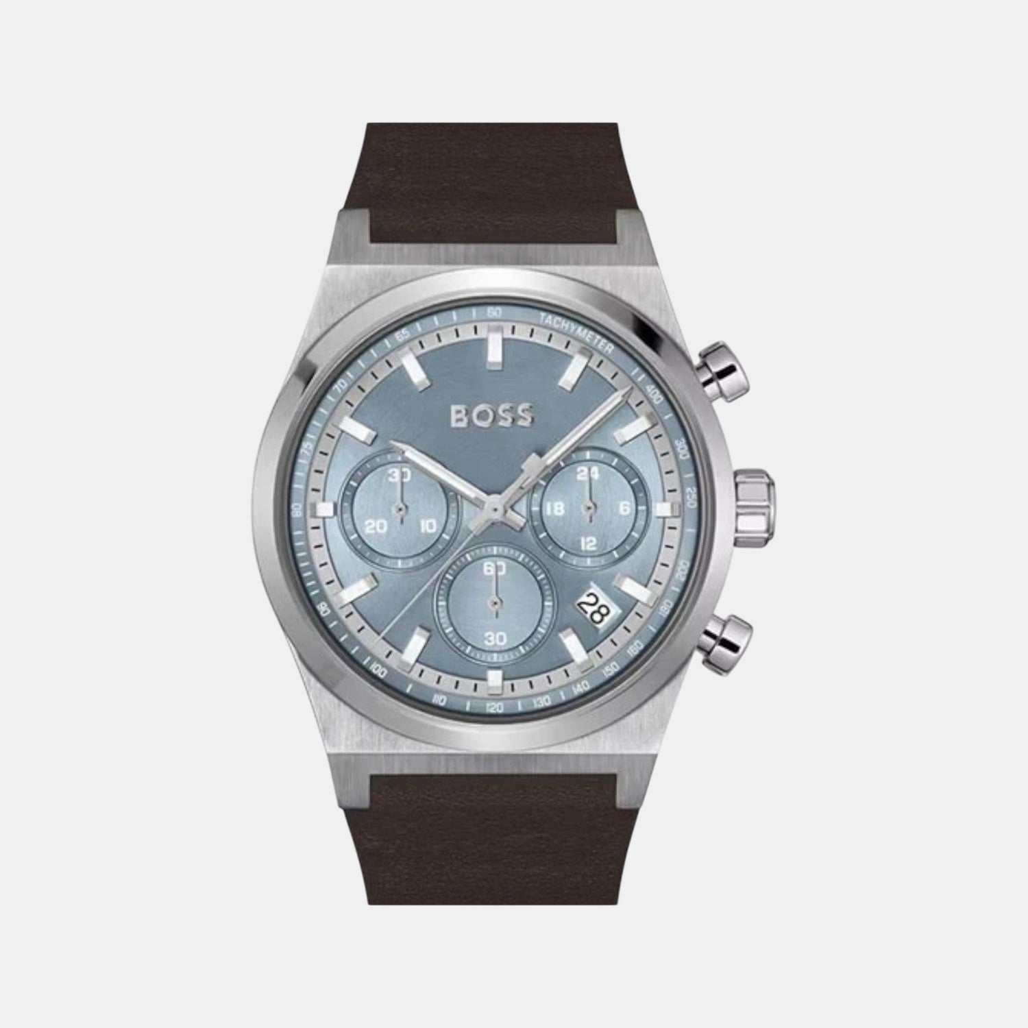 Boss Candor Chrono Men Quartz Blue Dial Chronograph Leather Watch 1514219