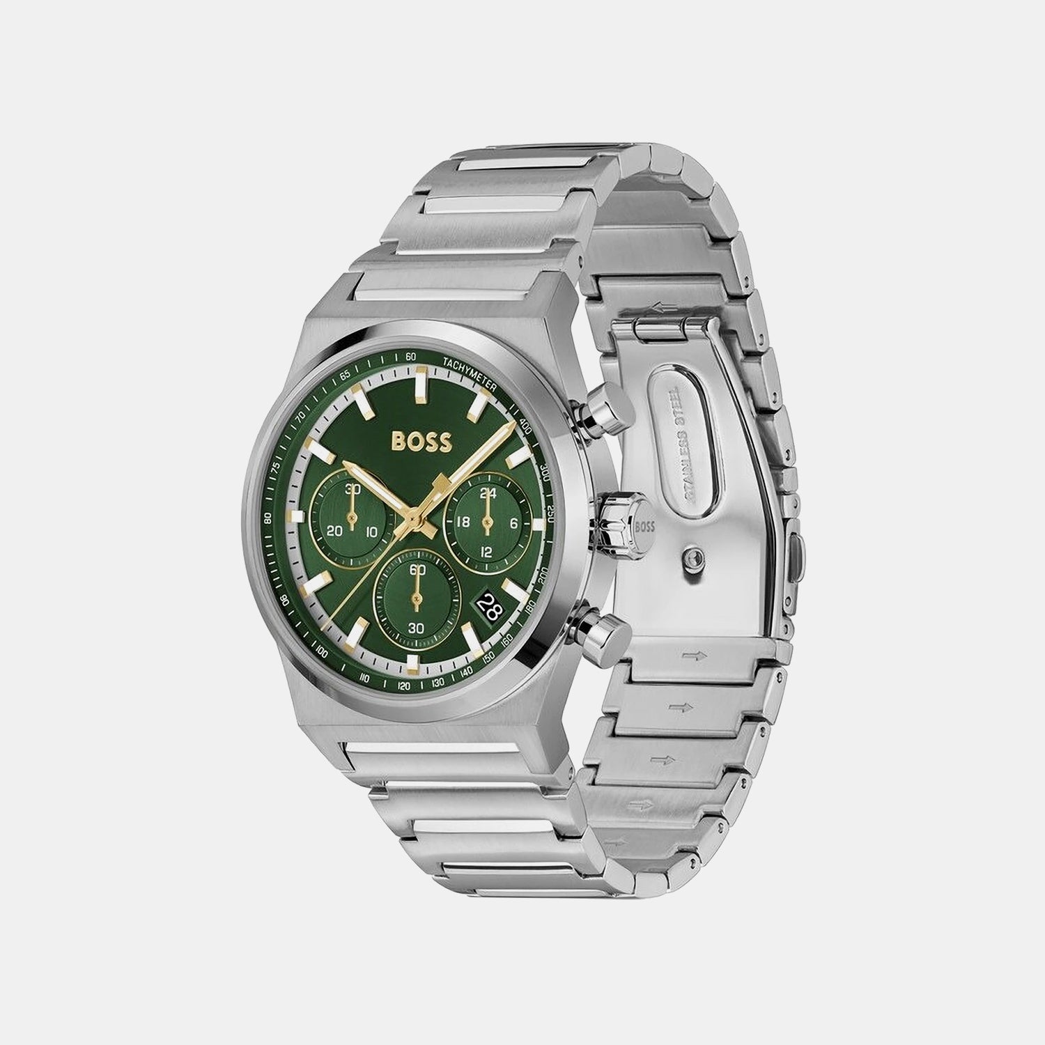 Boss Candor Chrono Men Quartz Green Dial Chronograph Stainless Steel Watch 1514220
