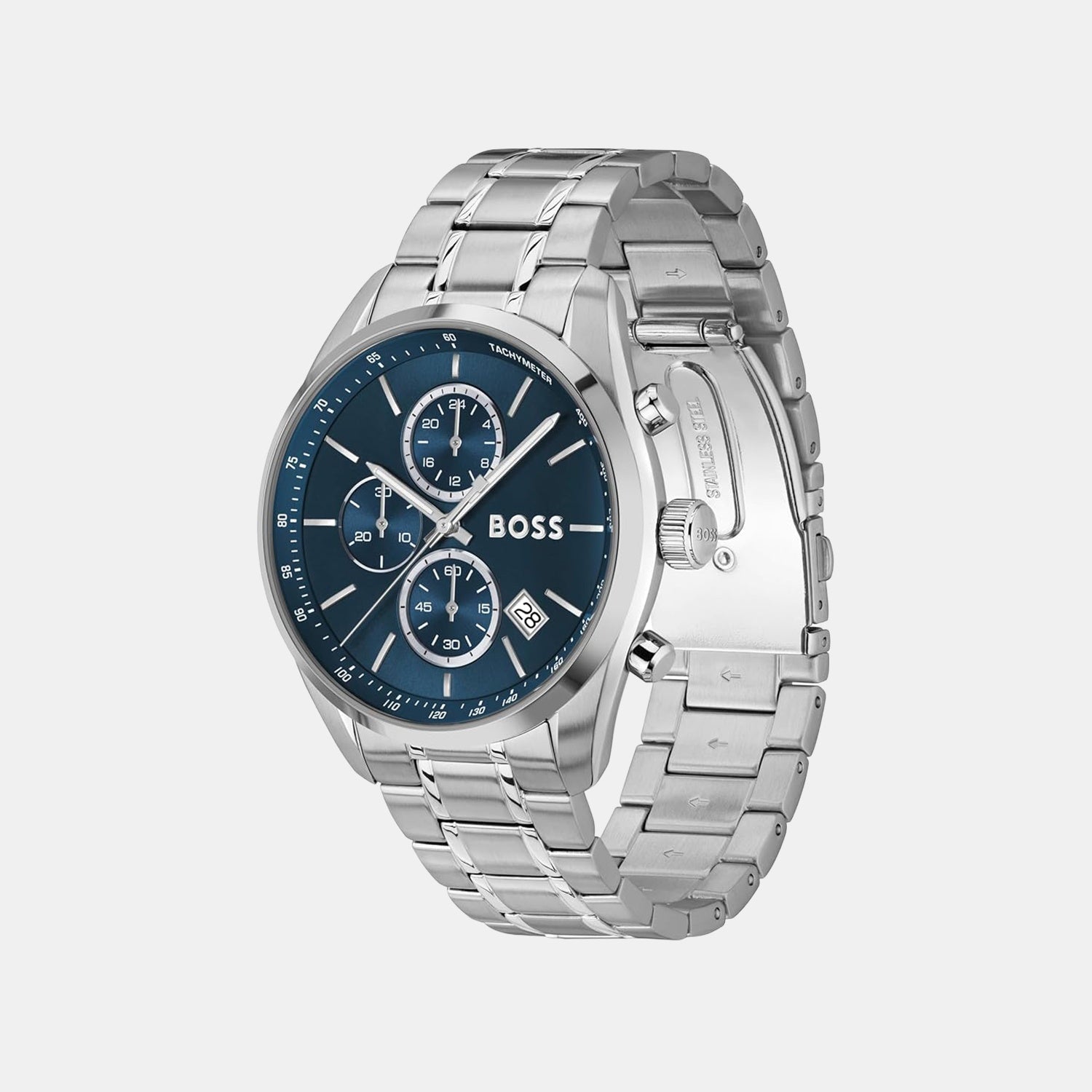Boss Grand Prix 44 Men Quartz Blue Dial Chronograph Stainless Steel Watch 1514226