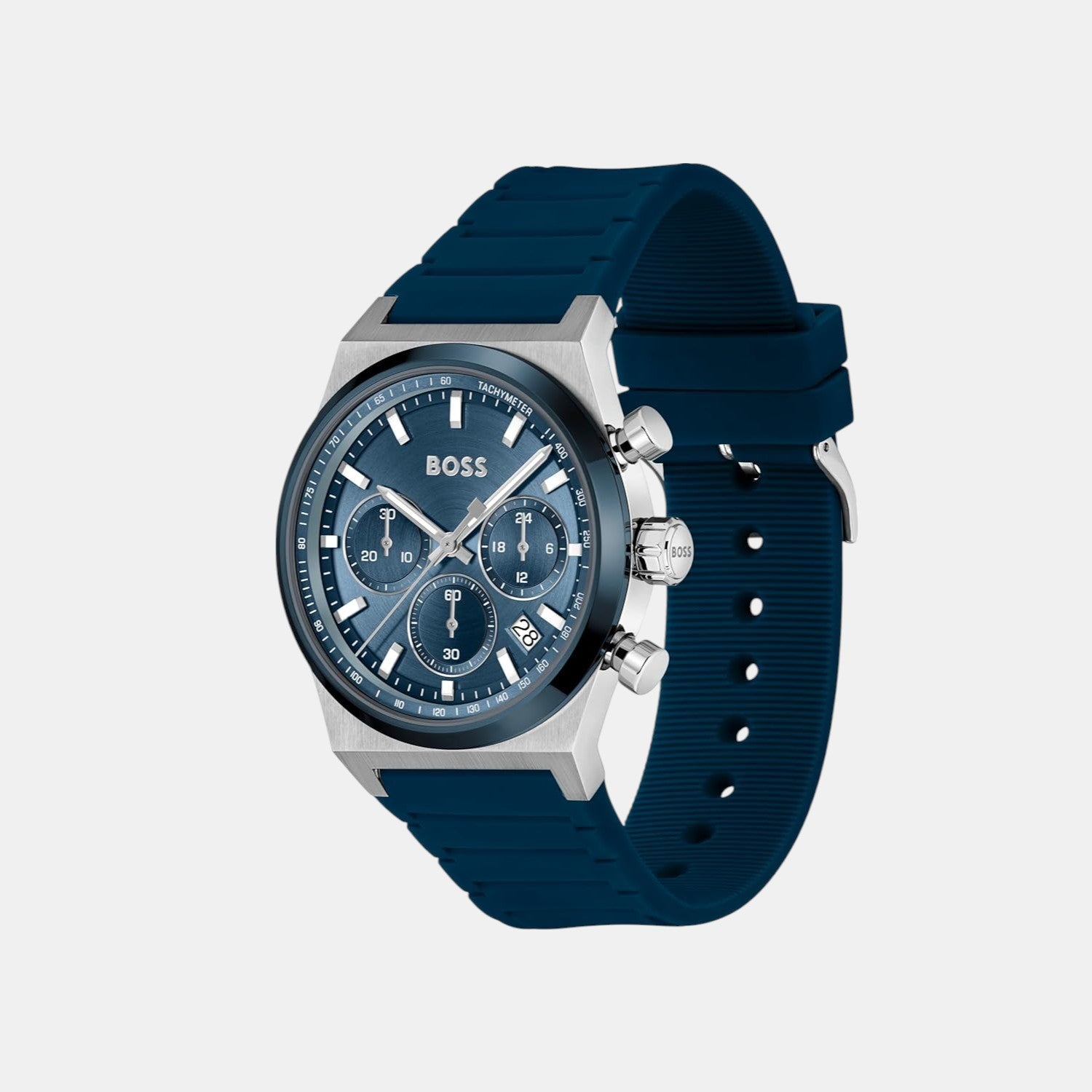 Boss Candor Chrono Men Quartz Blue Dial Chronograph Silicone Watch 1514243
