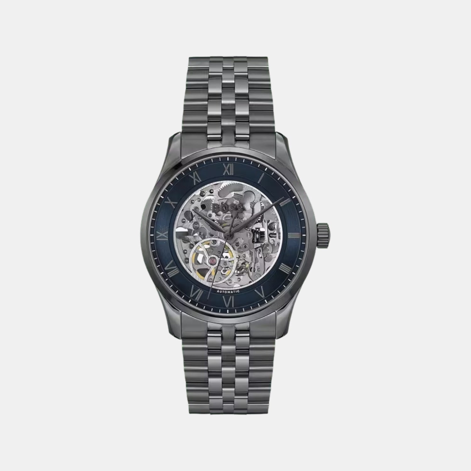 Boss Principle Skeleton Men Automatic Blue Dial Analog Stainless Steel Watch 1514254