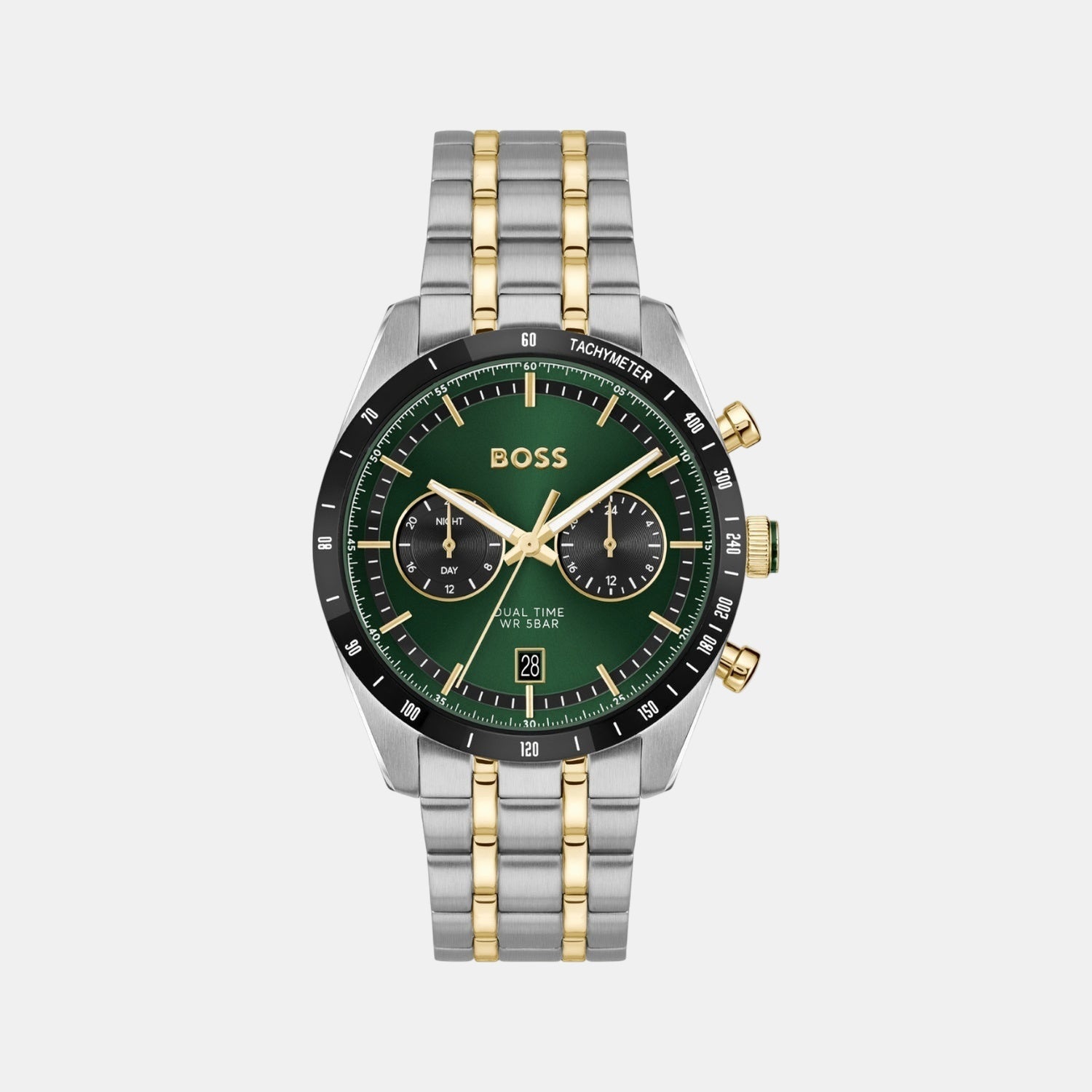Boss Tourmaster Men Quartz Green Dial Chronograph Stainless Steel Watch 1514287