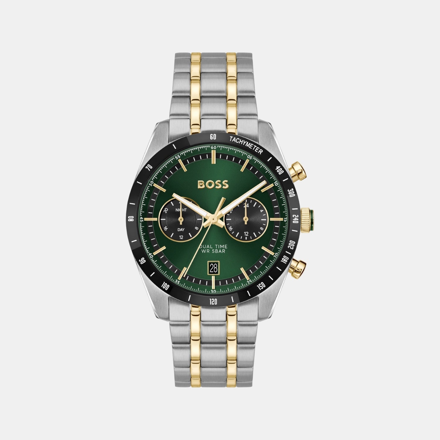 Boss Tourmaster Men Quartz Green Dial Chronograph Stainless Steel Watch 1514287