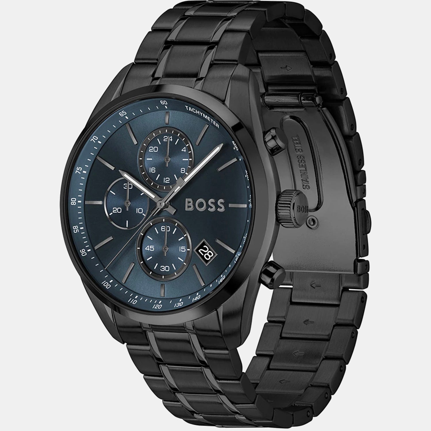 Boss Grand Prix Men Quartz Blue Dial Chronograph Stainless Steel Watch 1514314