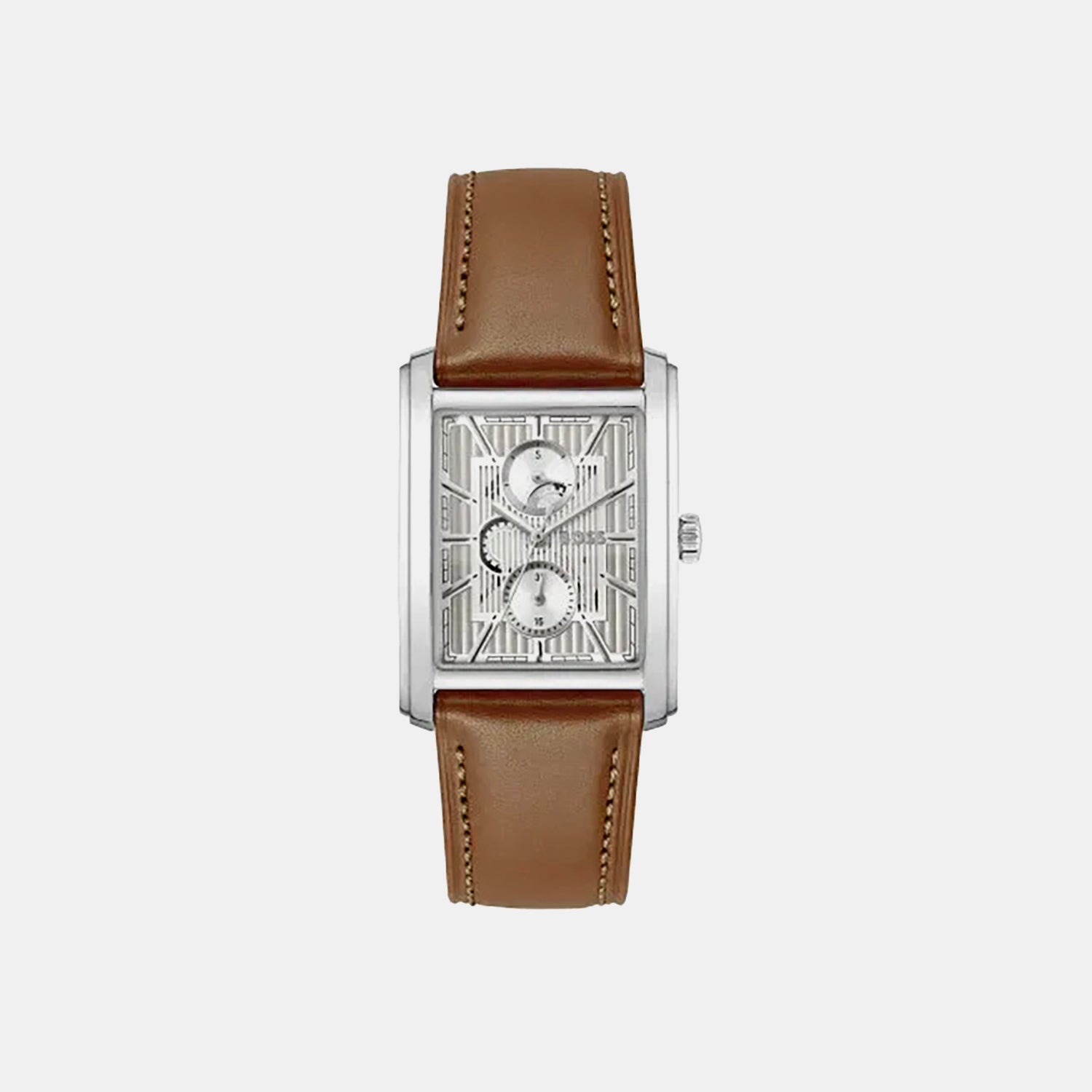 Boss Principle Dress Men Quartz Silver Dial Multi-Function Leather Watch 1514316