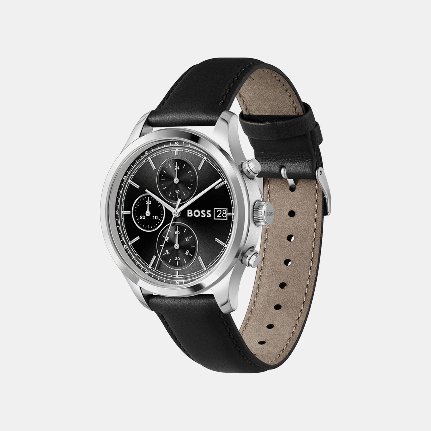 Boss Men Quartz Black Dial Chronograph Leather Watch 1514326