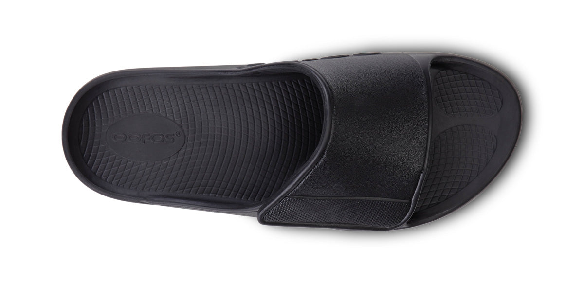 Oofos Men's Sport Flex Slide Matte Black