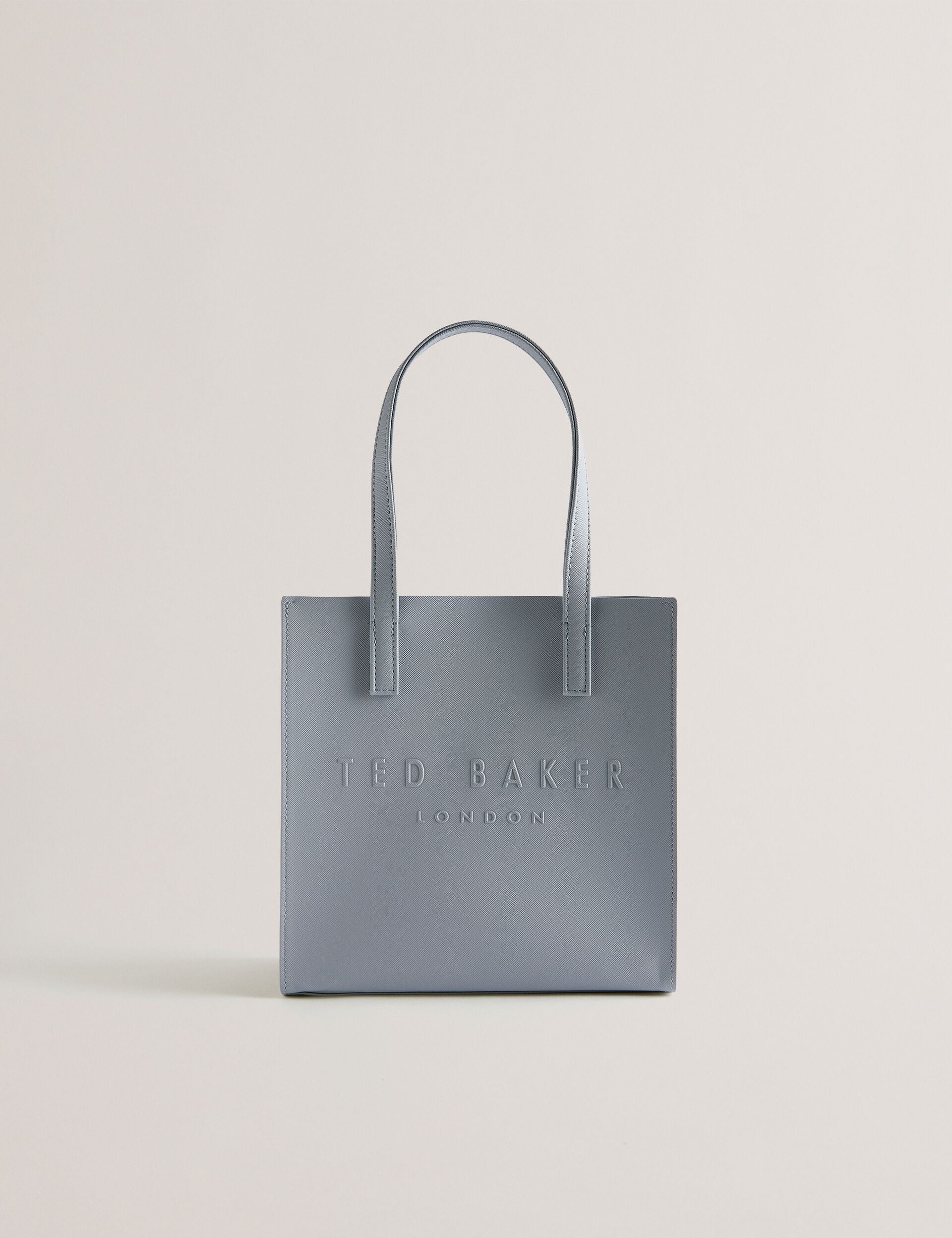 Ted Baker Seacon Grey Textured Pu Leather Small Icon Tote Bag Women's