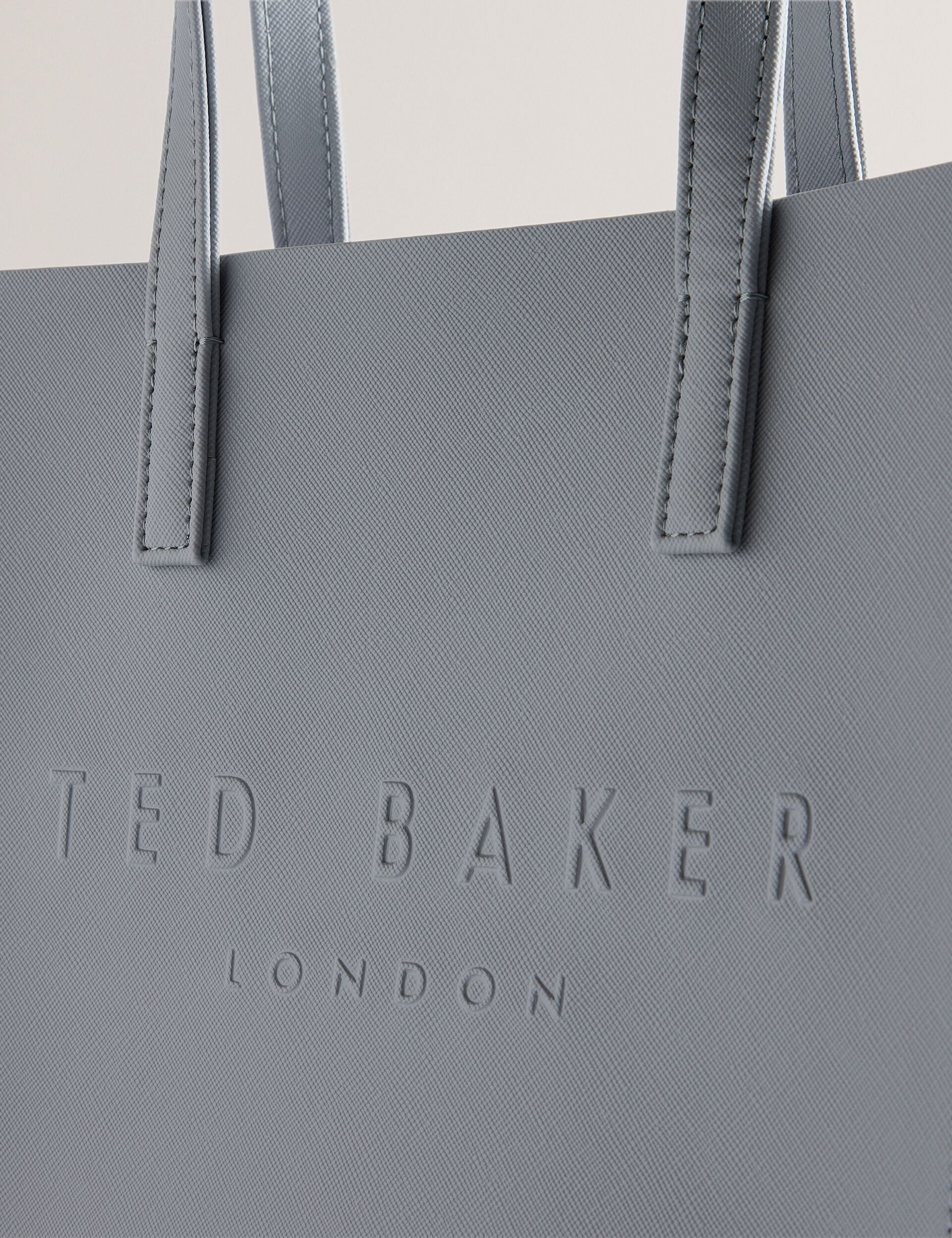 Ted Baker Seacon Grey Textured Pu Leather Small Icon Tote Bag Women's