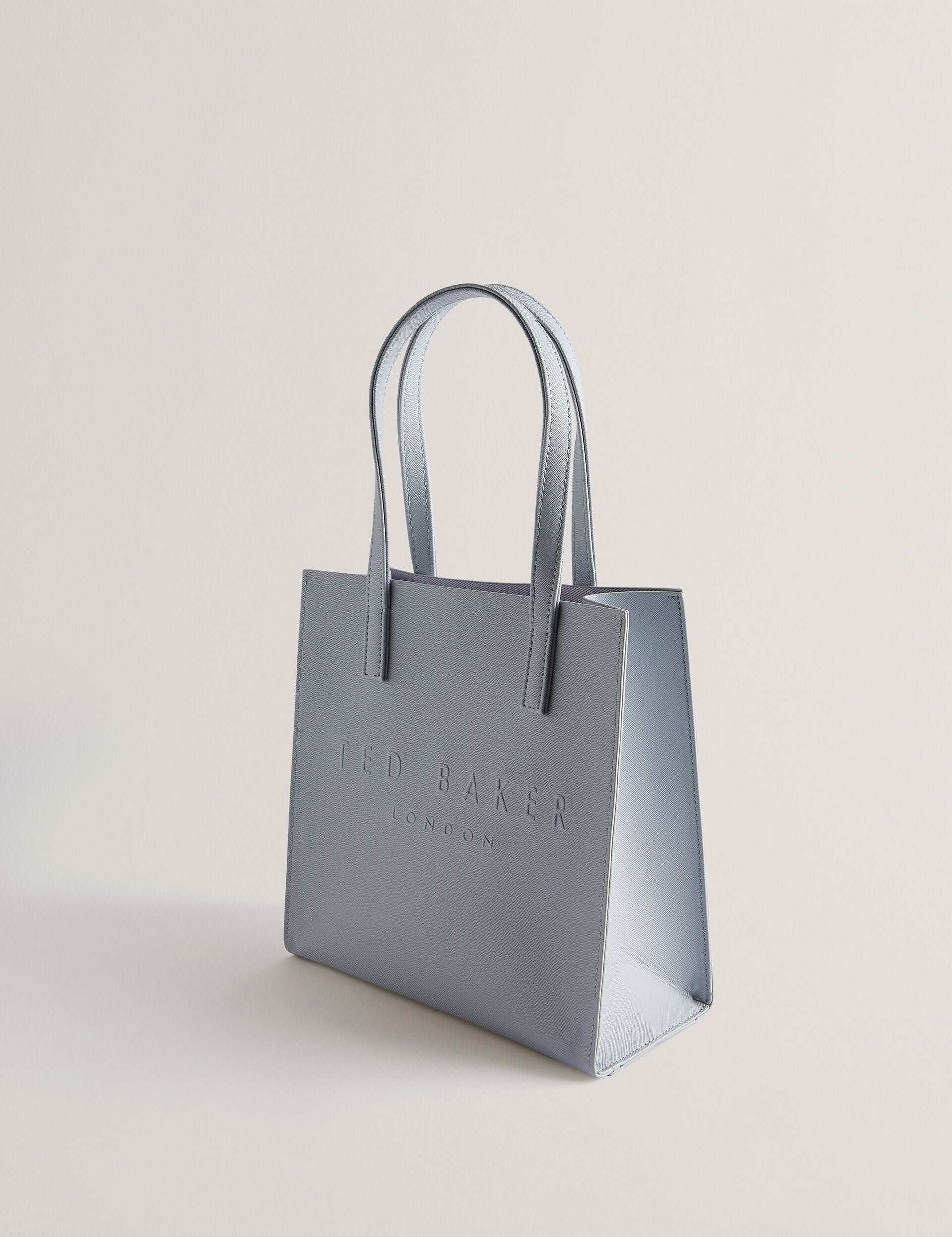 Ted Baker Seacon Grey Textured Pu Leather Small Icon Tote Bag Women's