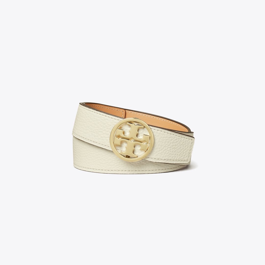 Tory Burch 1.5" Miller Reversible Belt New Ivory / NATURAL VACHETTA / Gold