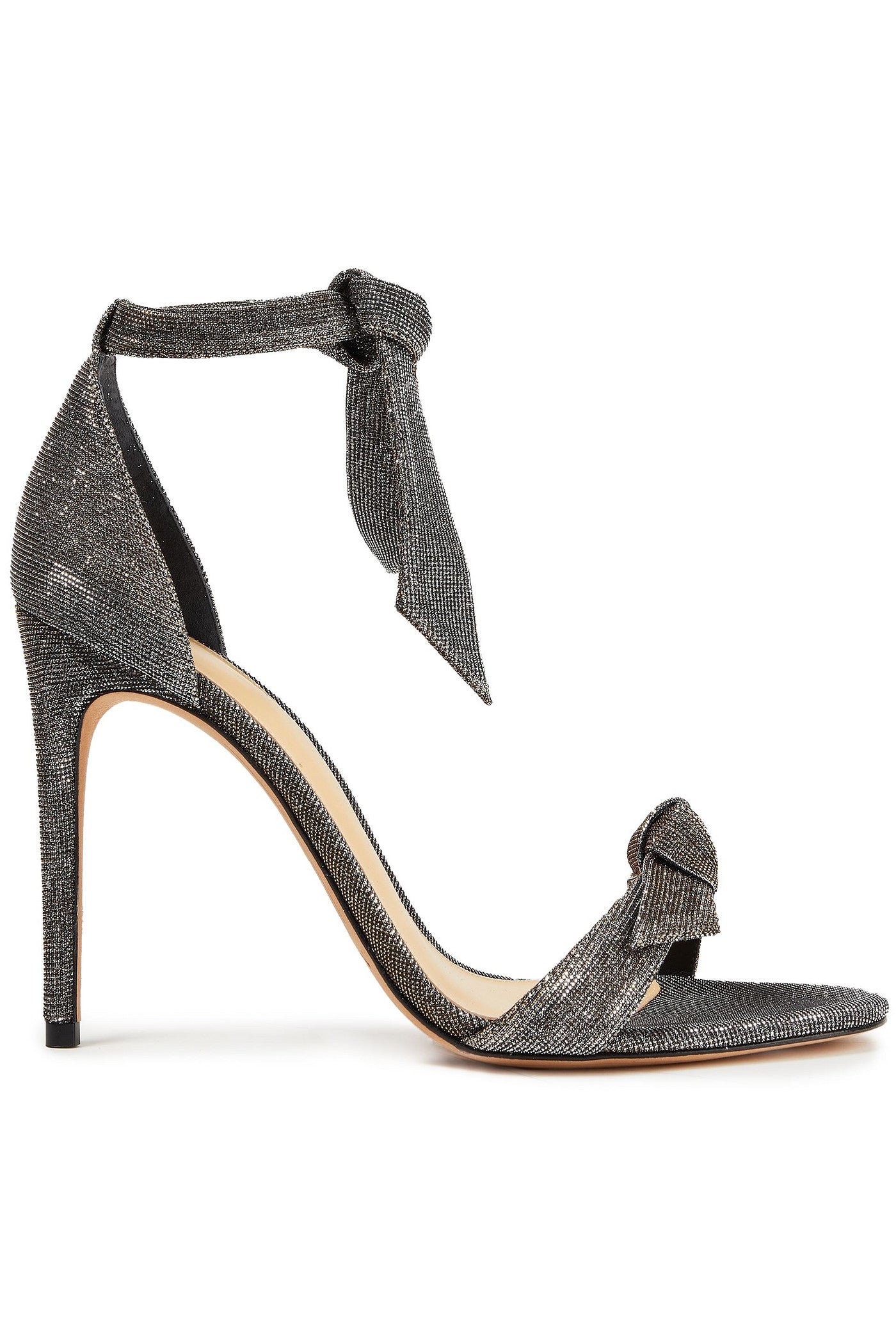 Alexandre Birman Clarita Bow-Detailed Lam Sandals Gunmetal Women's