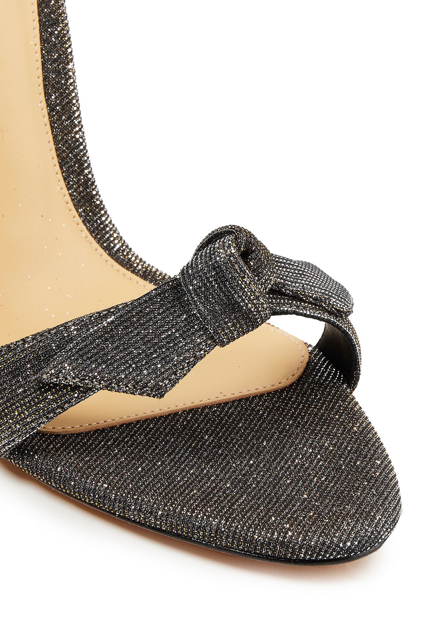 Alexandre Birman Clarita Bow-Detailed Lam Sandals Gunmetal Women's