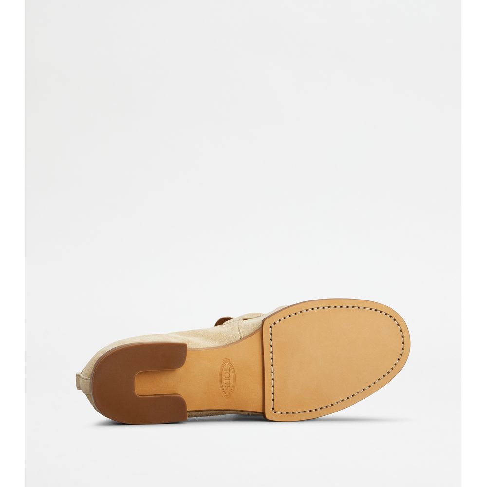 Tods Loafers In Suede Beige Womens