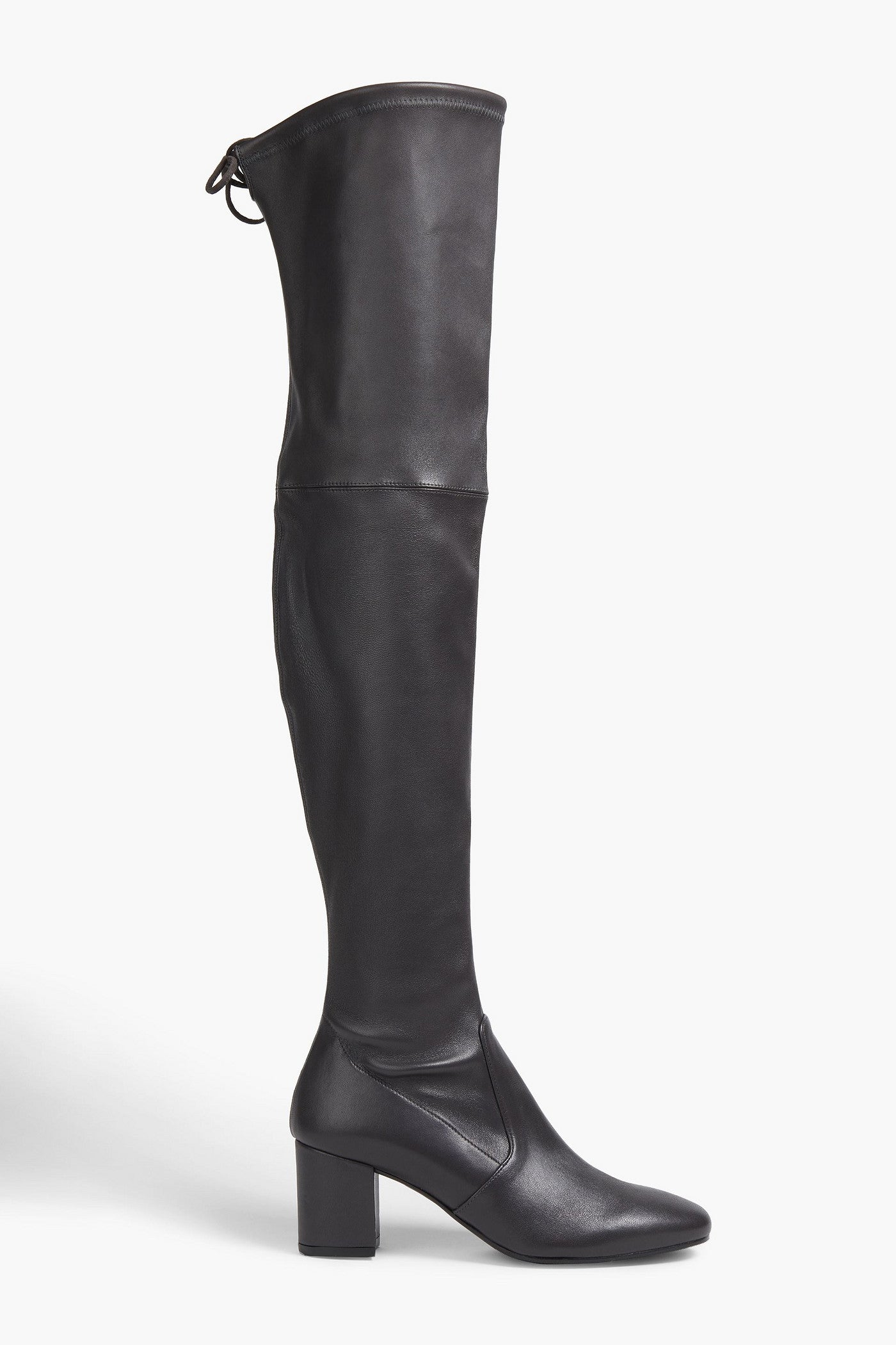 Stuart Weitzman Genna 60 Leather Thigh Boots Dark Gray Women's