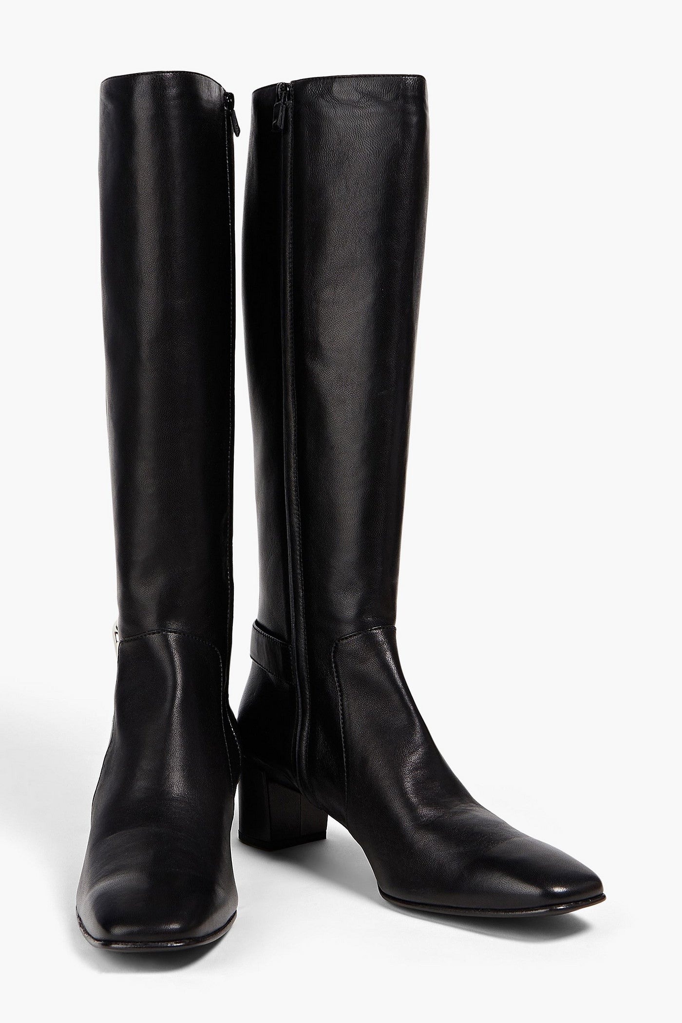 Roger Vivier Polly Buckle-Embellished Leather Knee Boots Black Women's
