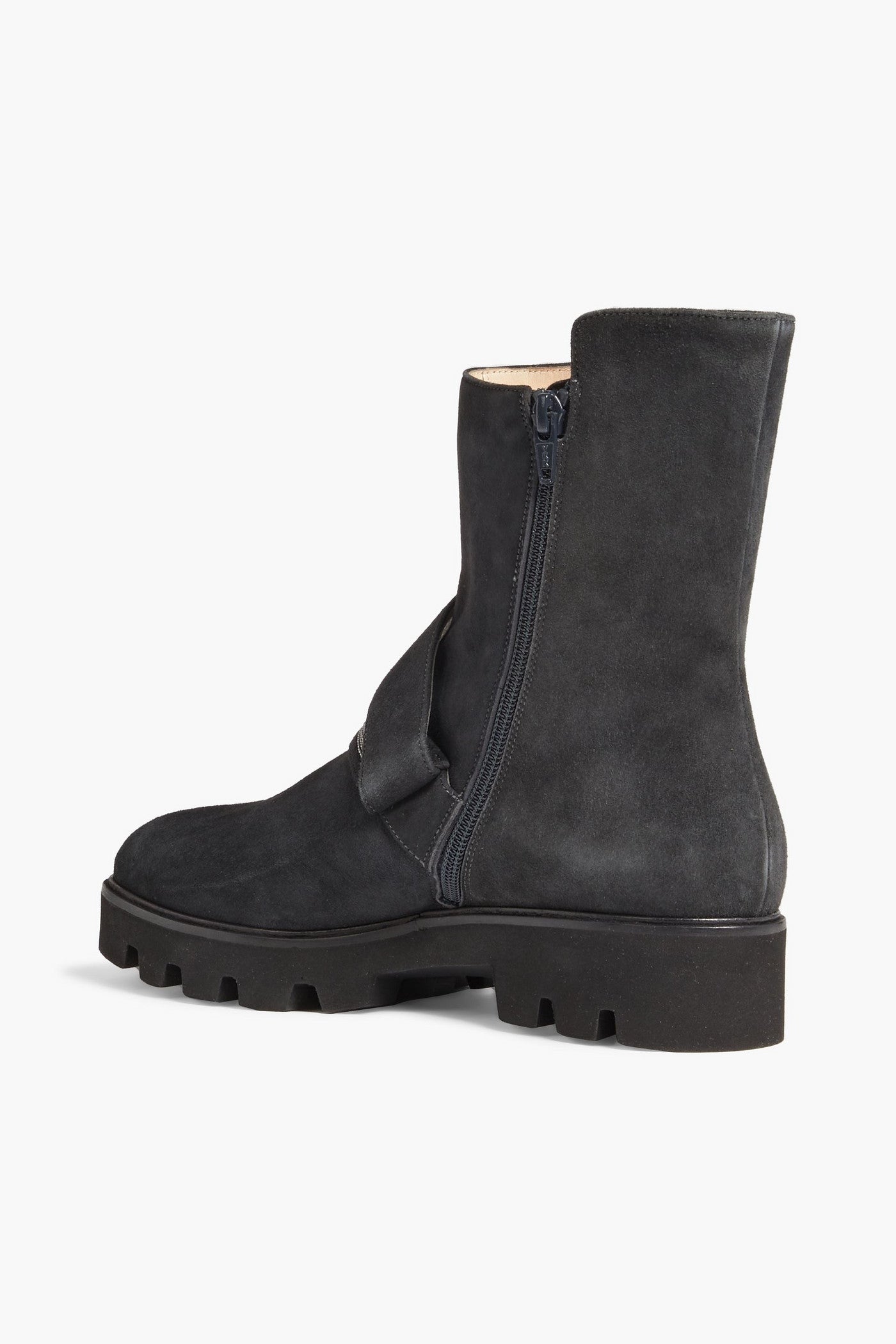 Fabiana Filippi Elisa Embellished Suede Ankle Boots Charcoal Women's