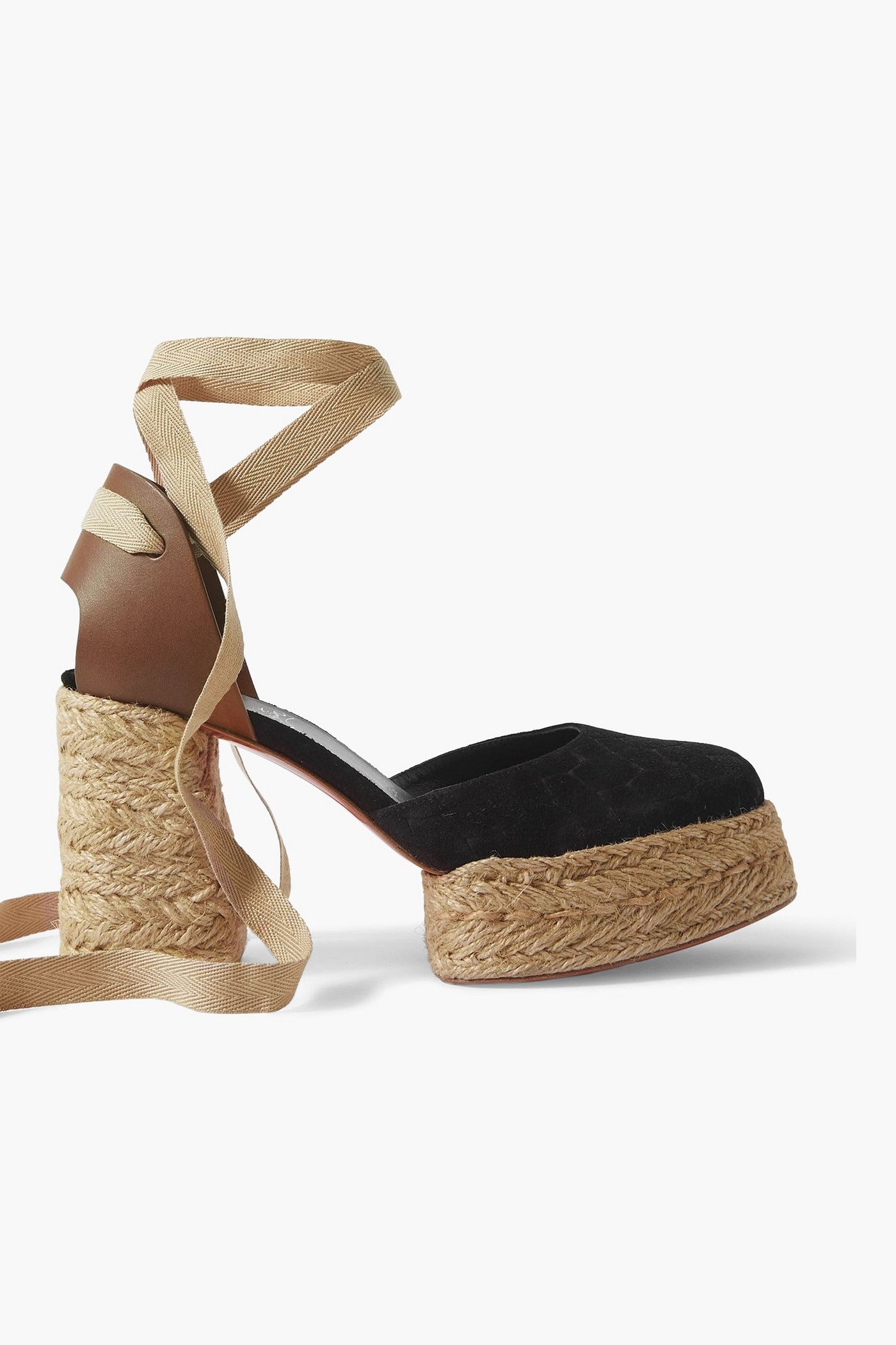 Christian Louboutin Brigissima 70 Leather And Suede Platform Espadrilles Black Women's