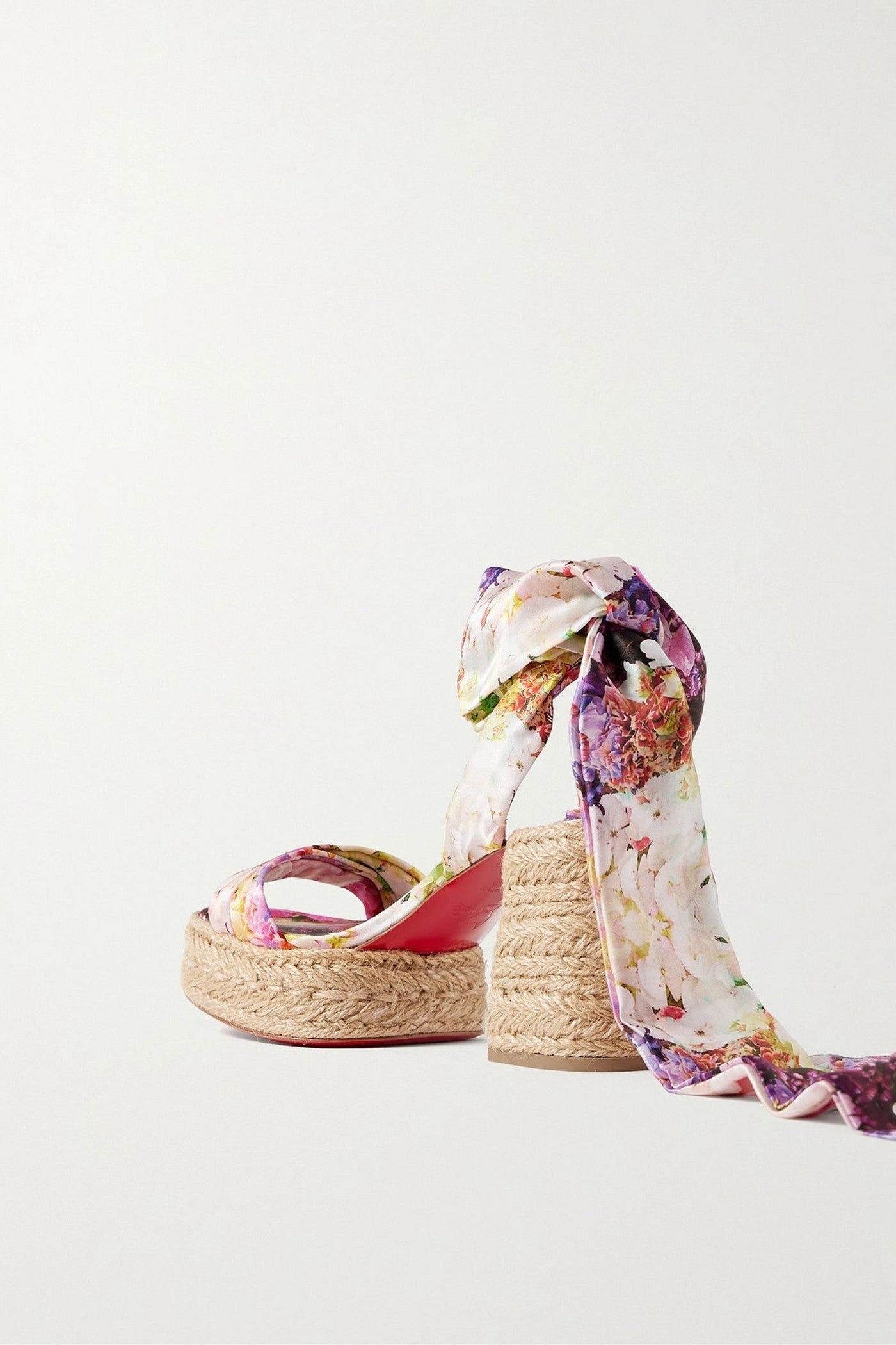 Christian Louboutin Mariza Du Desert 95 Floral-Print Satin Espadrille Platform Sandals Multicolor Women's