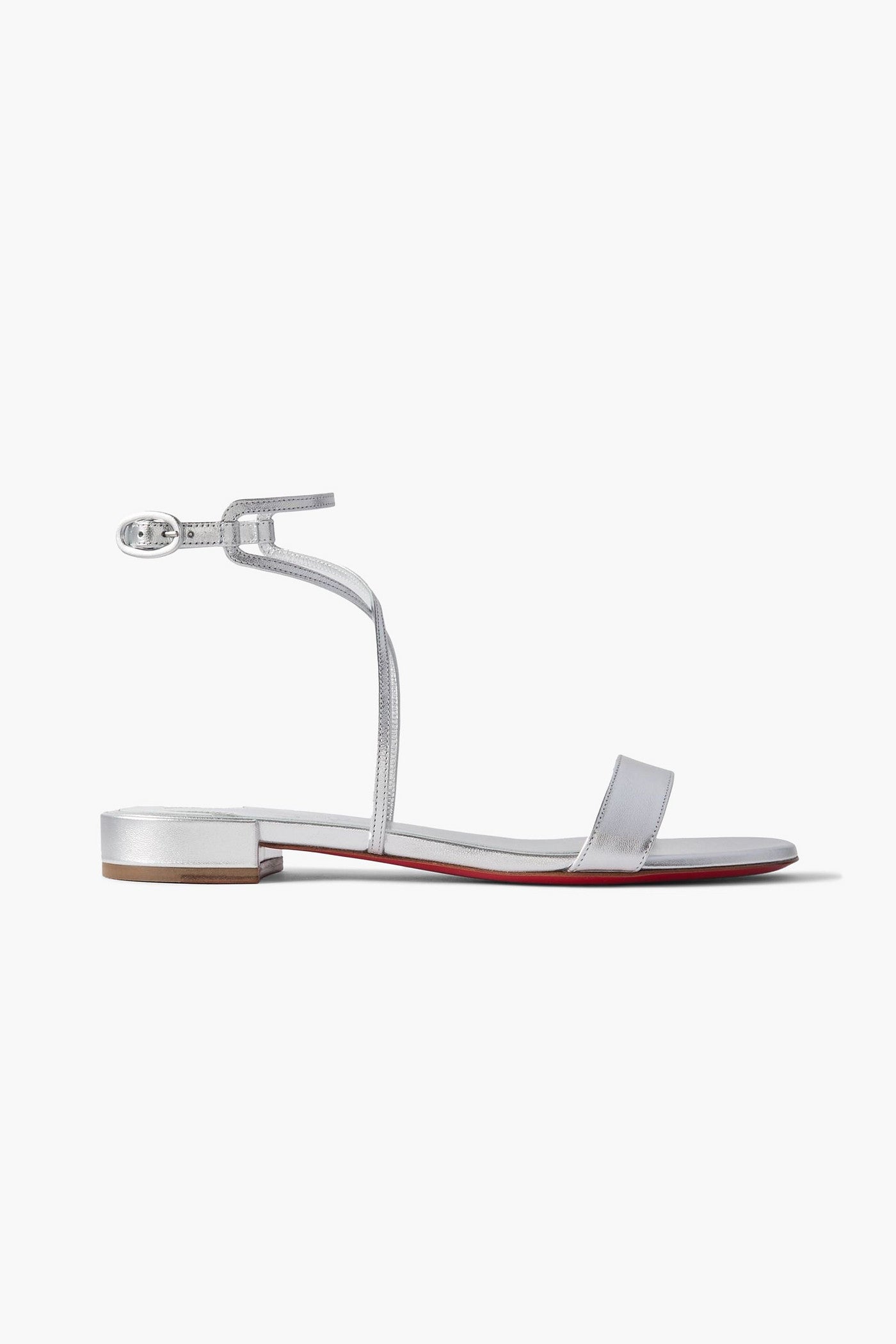 Christian Louboutin Miss Choca Metallic Leather Sandals Silver Women's