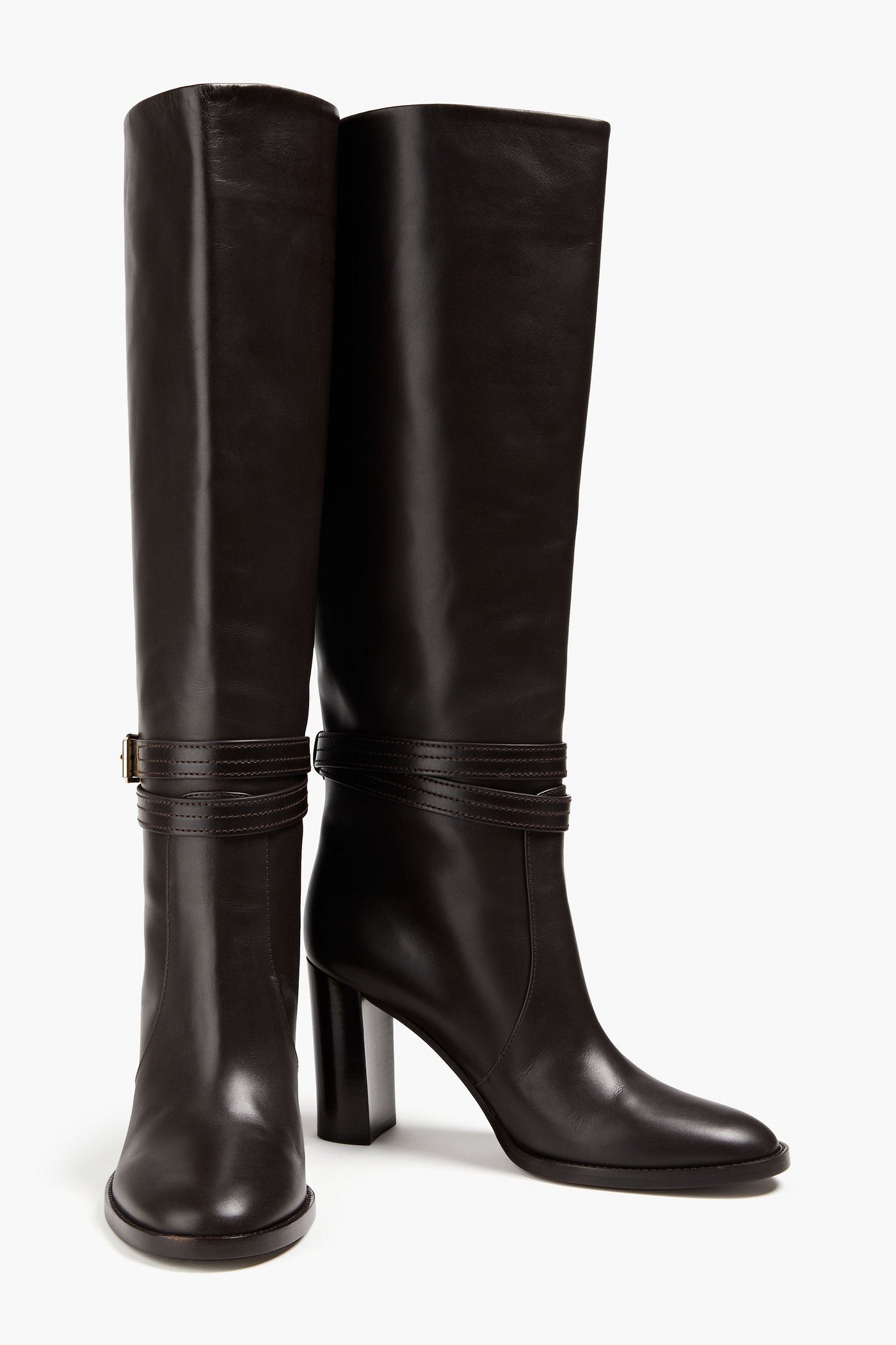Gianvito Rossi Leather Knee Boots Dark Brown Women's