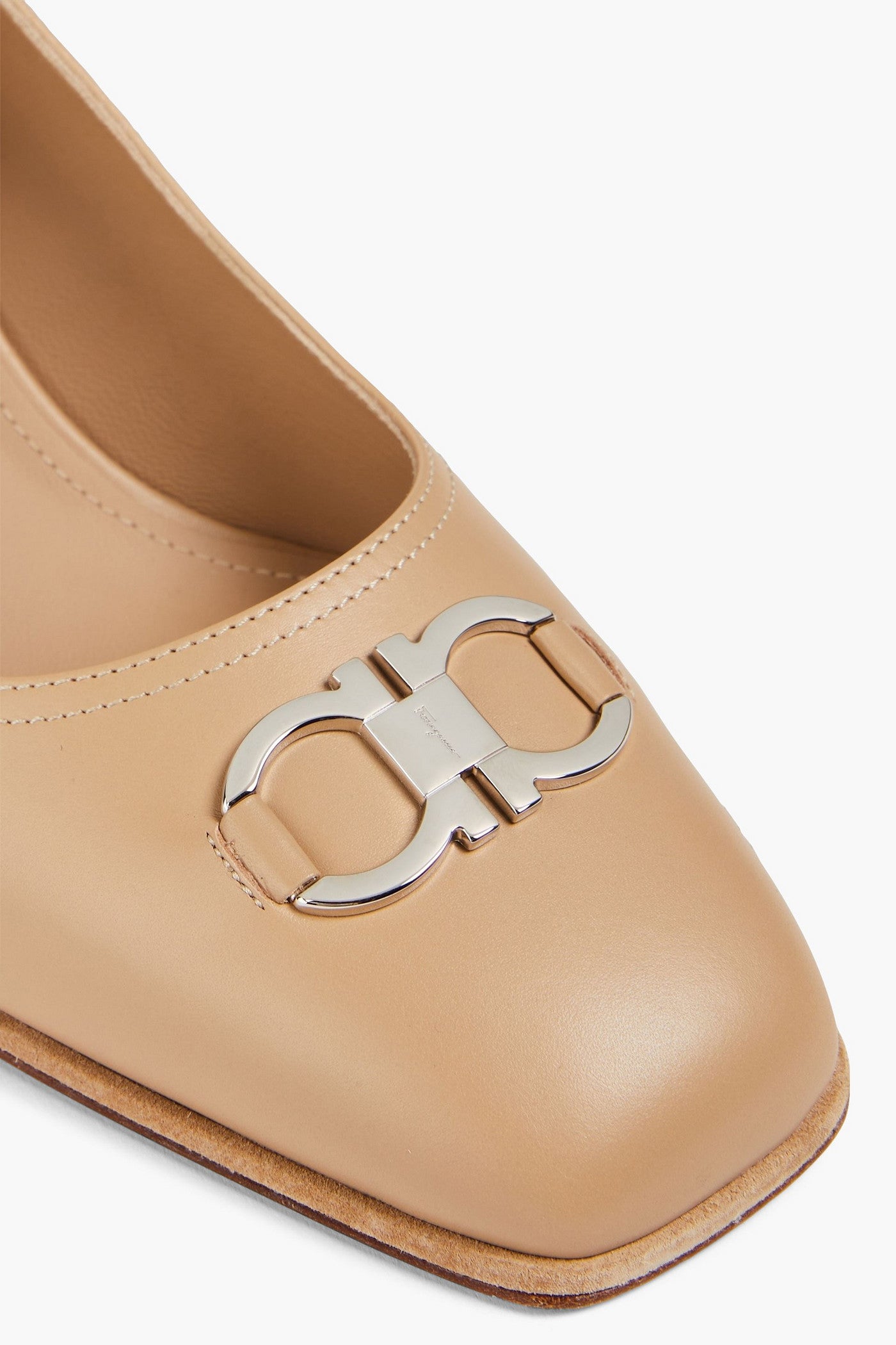 Ferragamo Comiso Embellished Leather Pumps Beige Women's