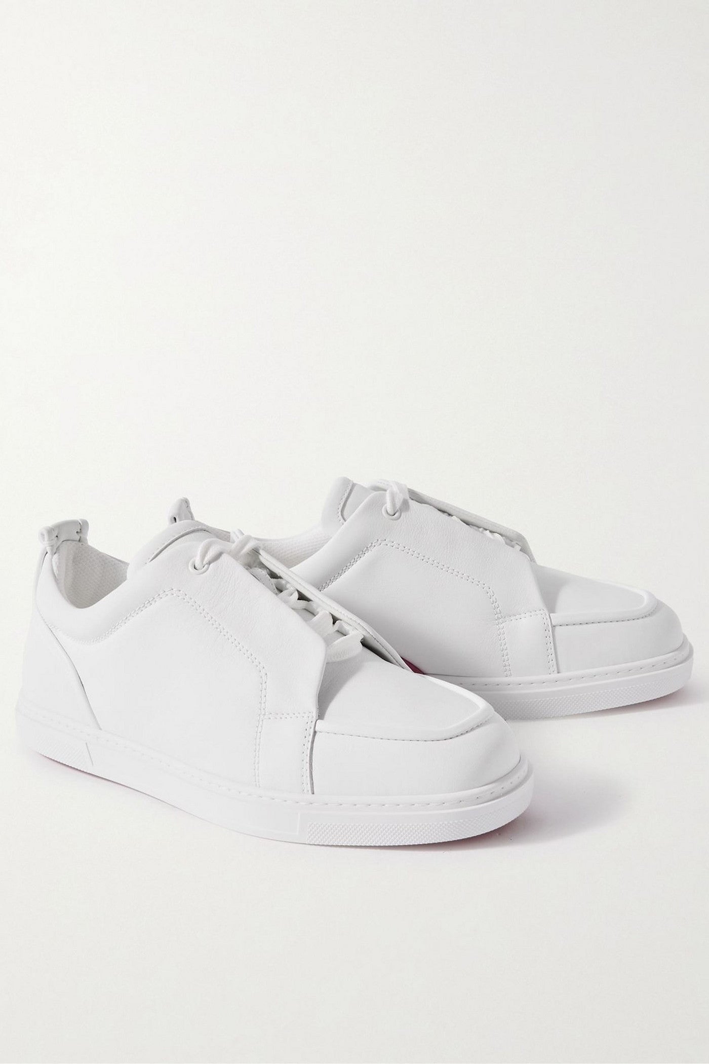 Christian Louboutin Jimmy Rubber-Trimmed Leather Sneakers White