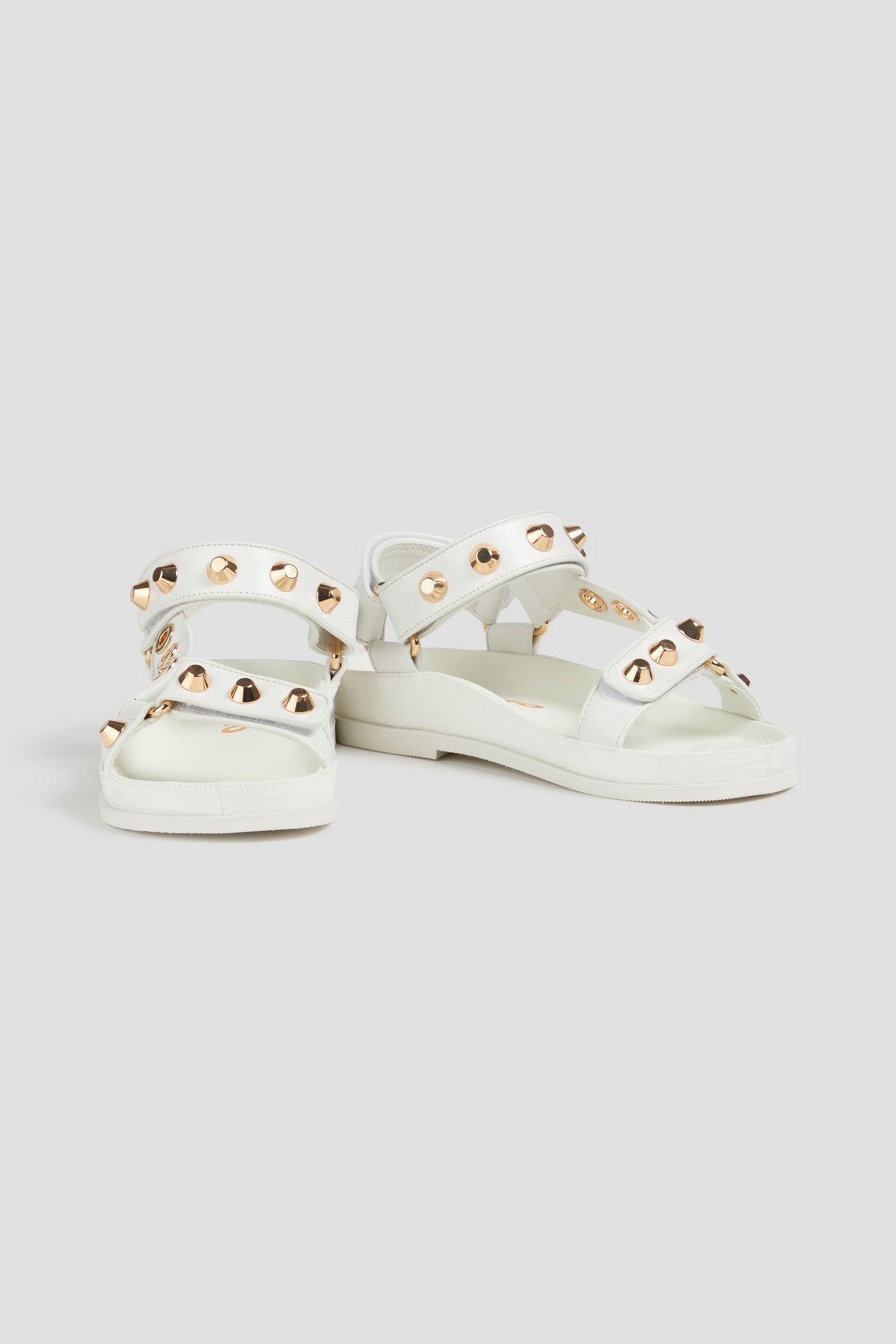 Sandro Embellished Leather Sandals Ecru Women's