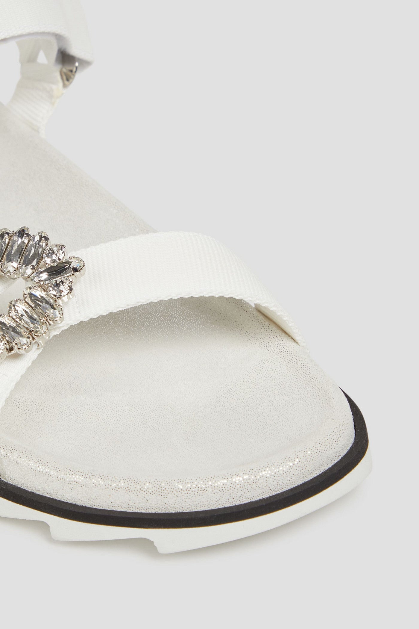 Roger Vivier Trekky Viv' Crystal-Embellished Grosgrain Sandals White Women's