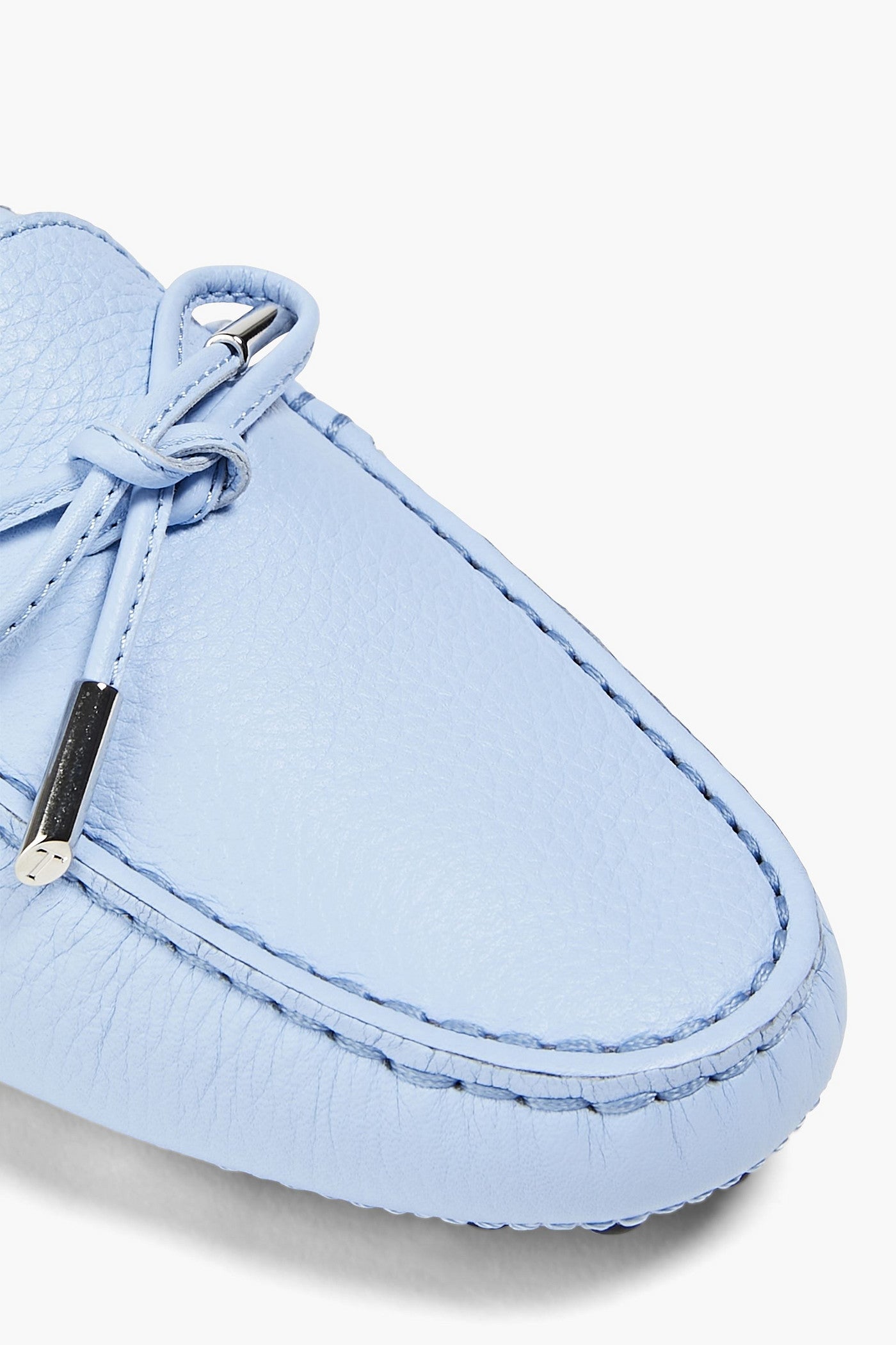 Tod's Heaven Lacetto Pebbled-Leather Loafers Light Blue Women's