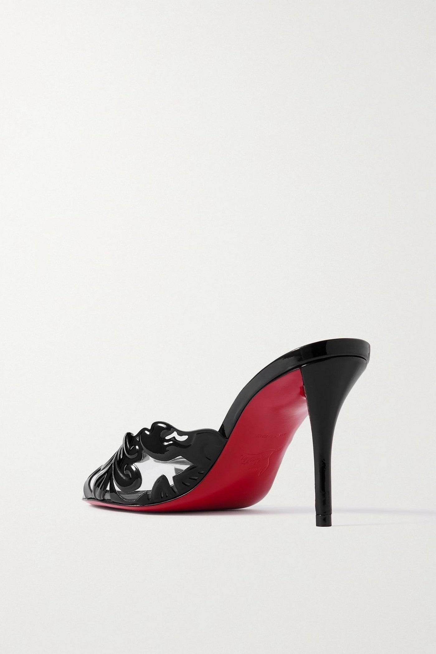 Christian Louboutin Apostropha Petunia 80 Patent-Leather And Pvc Mules Black Women's