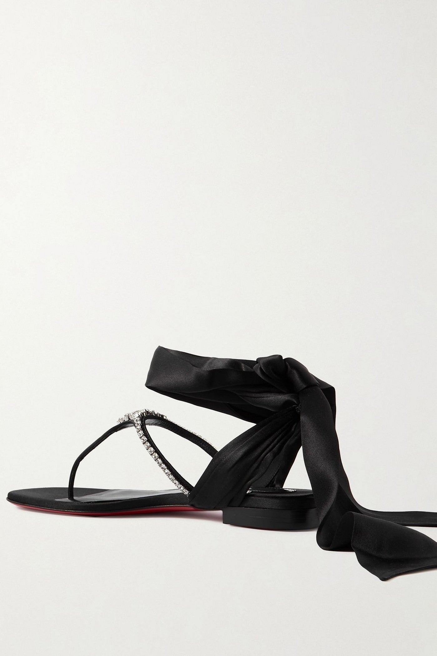 Christian Louboutin Just Queenie Crystal-Embellished Satin Sandals Black Women's
