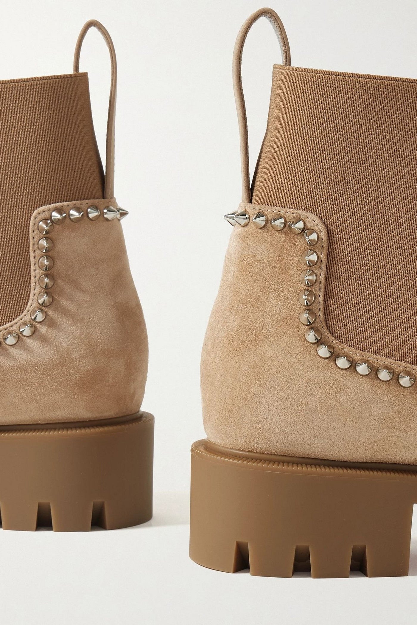 Christian Louboutin Out Lina 40 Spiked Suede Chelsea Boots Sand Women's