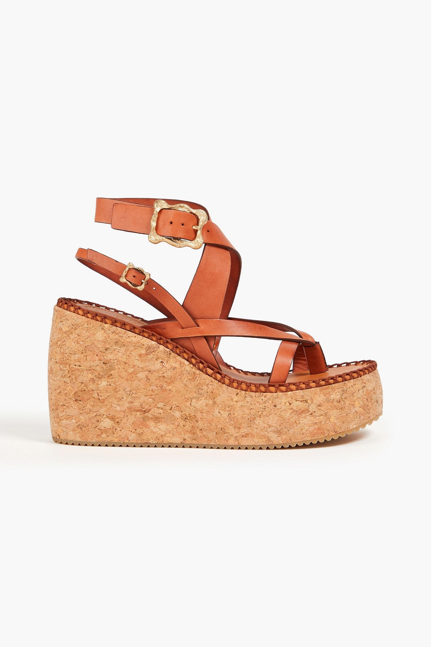 Zimmermann Leather Wedge Sandals Tan Women's