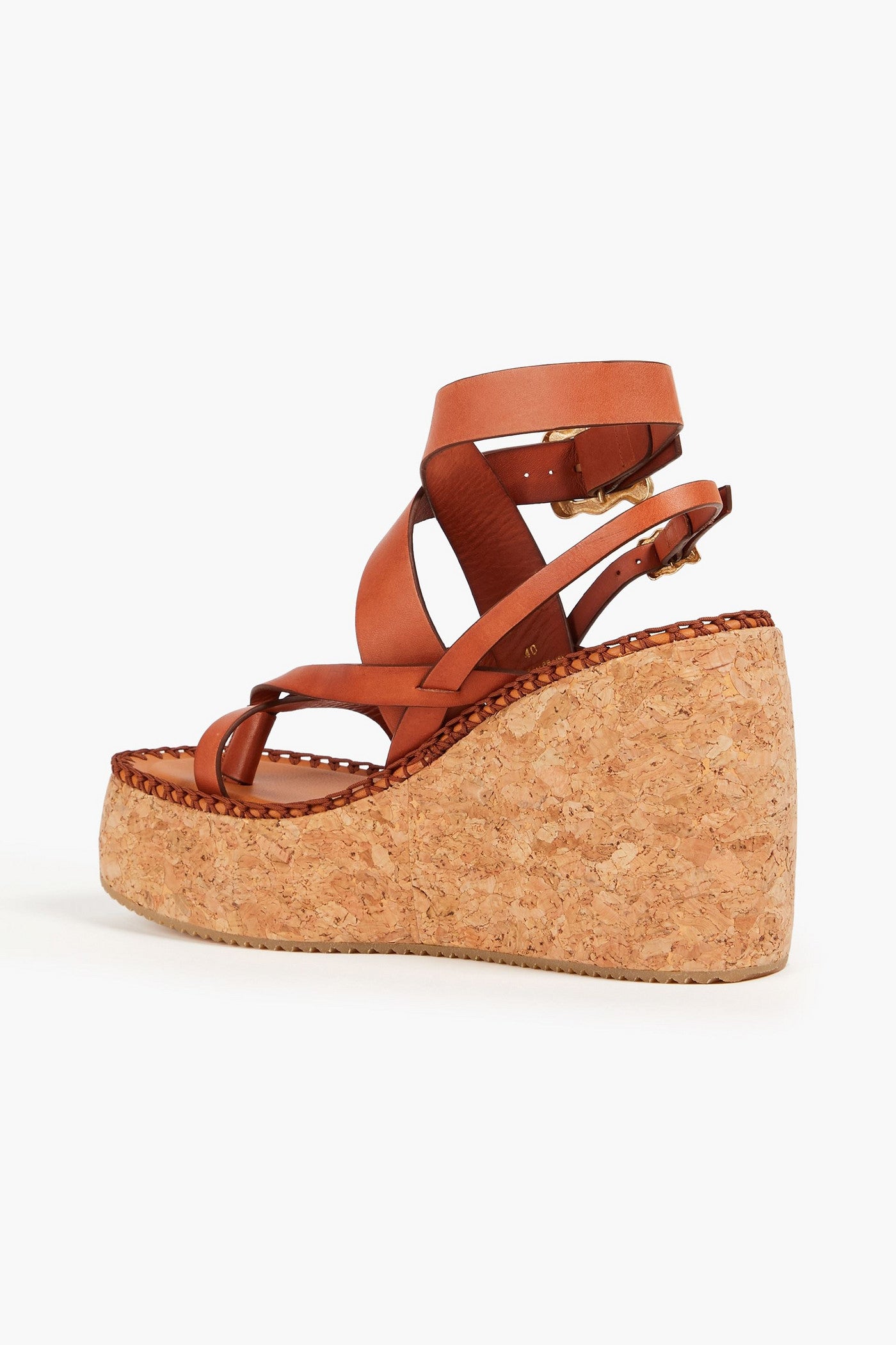 Zimmermann Leather Wedge Sandals Tan Women's