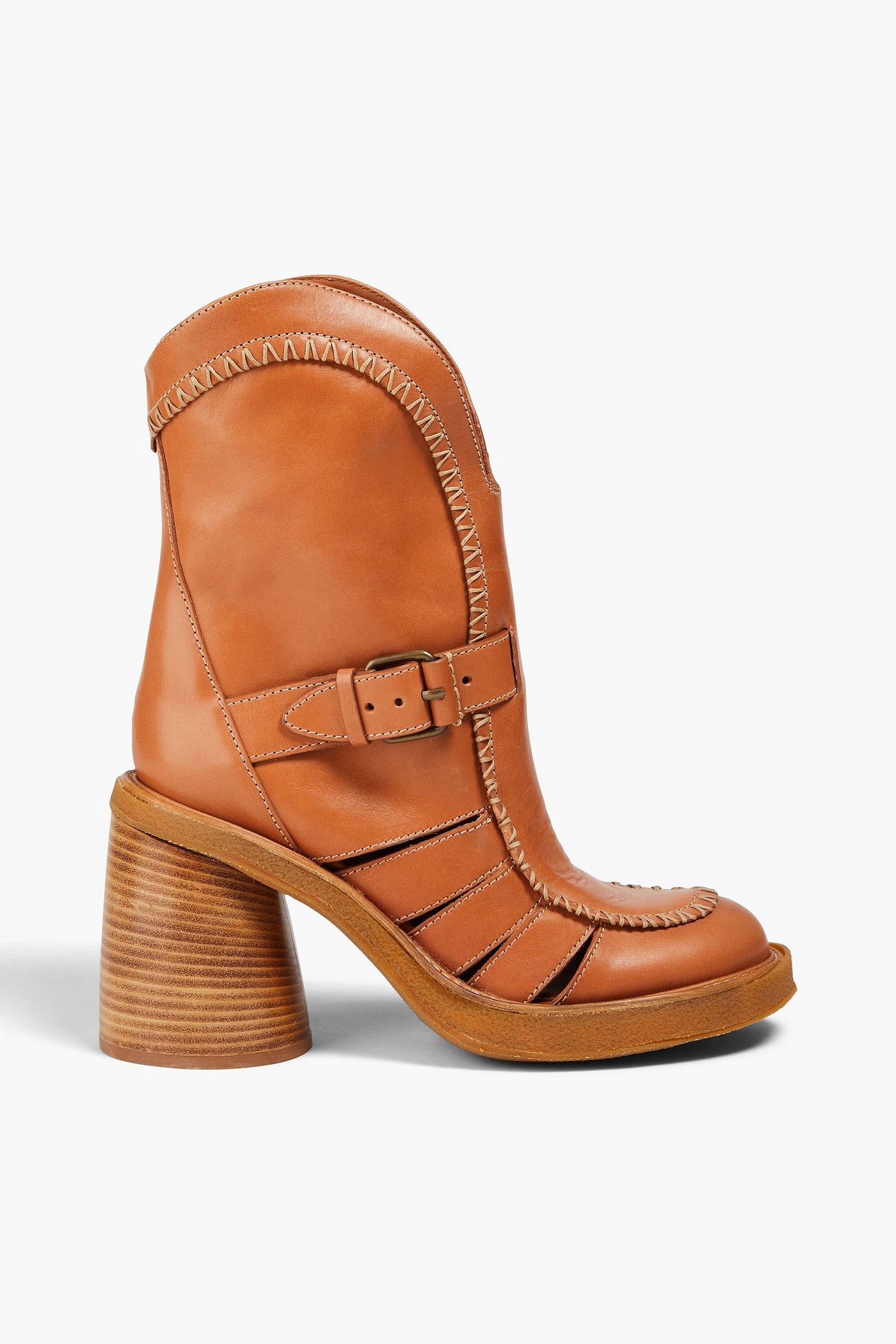 Zimmermann Whipstitched Leather Ankle Boots Tan Women's