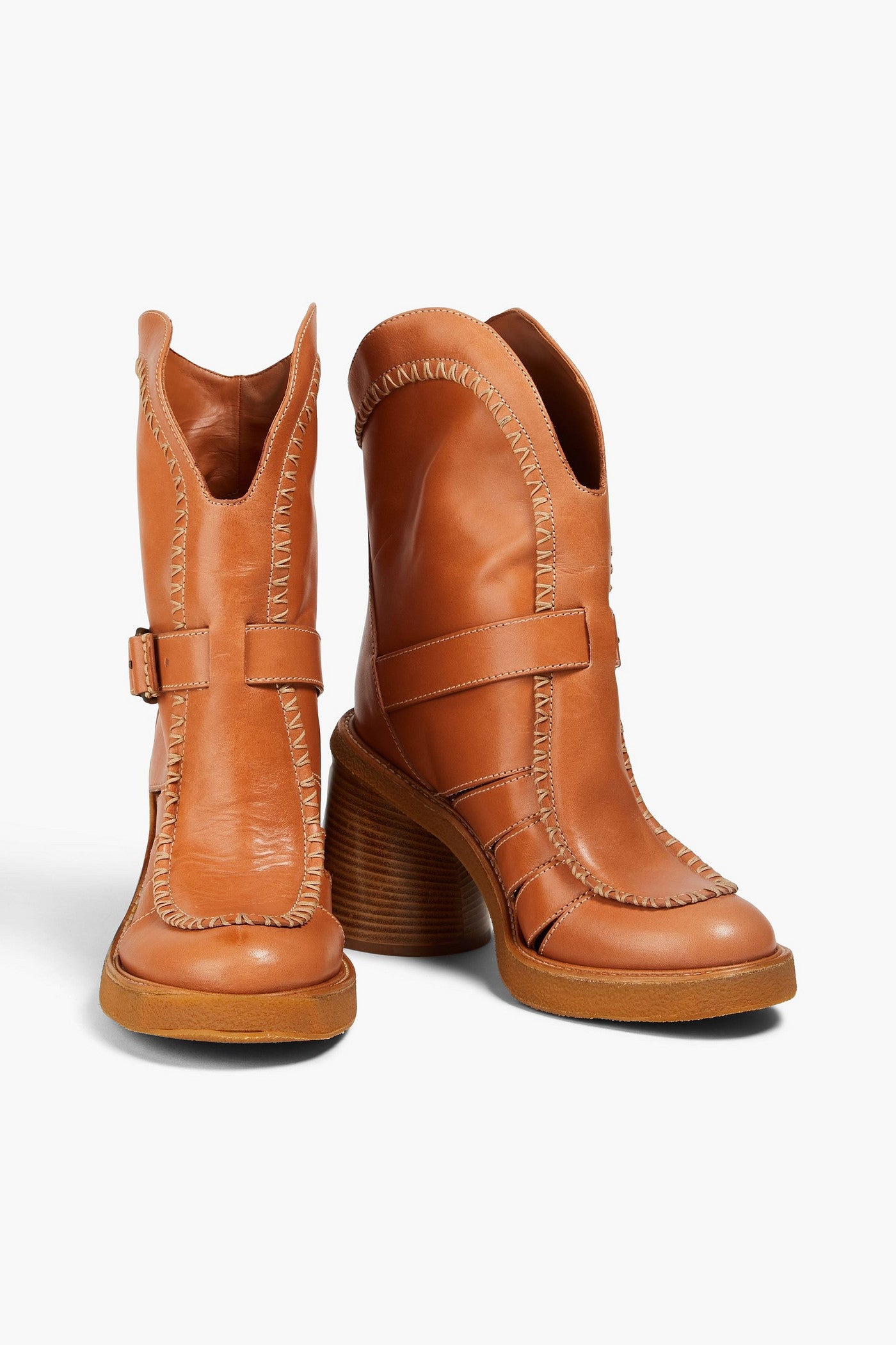 Zimmermann Whipstitched Leather Ankle Boots Tan Women's