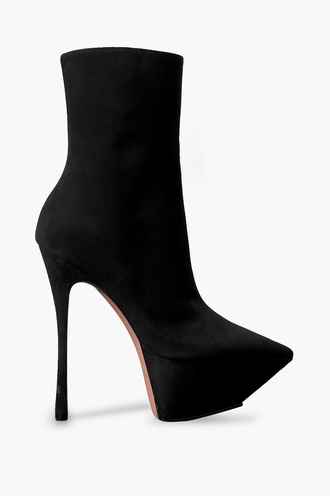 Amina Muaddi Yigit Suede Platform Ankle Boots Black Women's