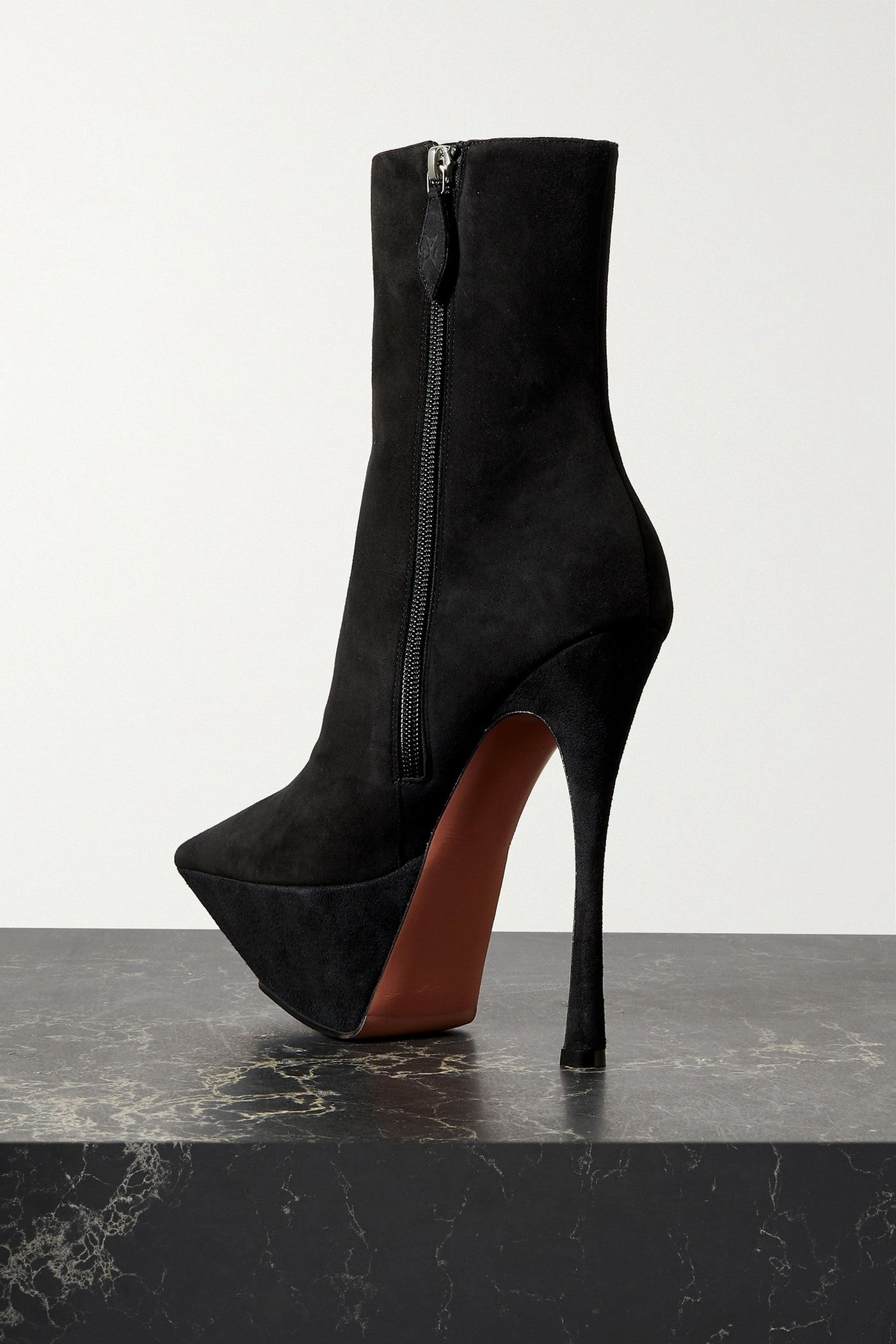Amina Muaddi Yigit Suede Platform Ankle Boots Black Women's
