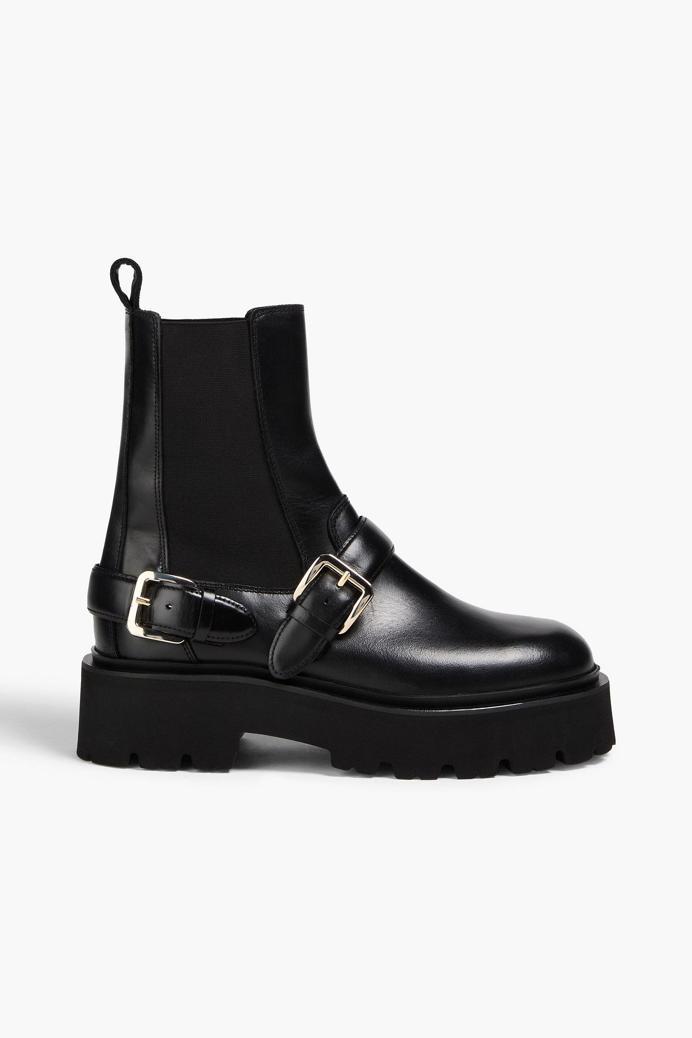 Sandro Glossed-Leather Chelsea Boots Black Women's