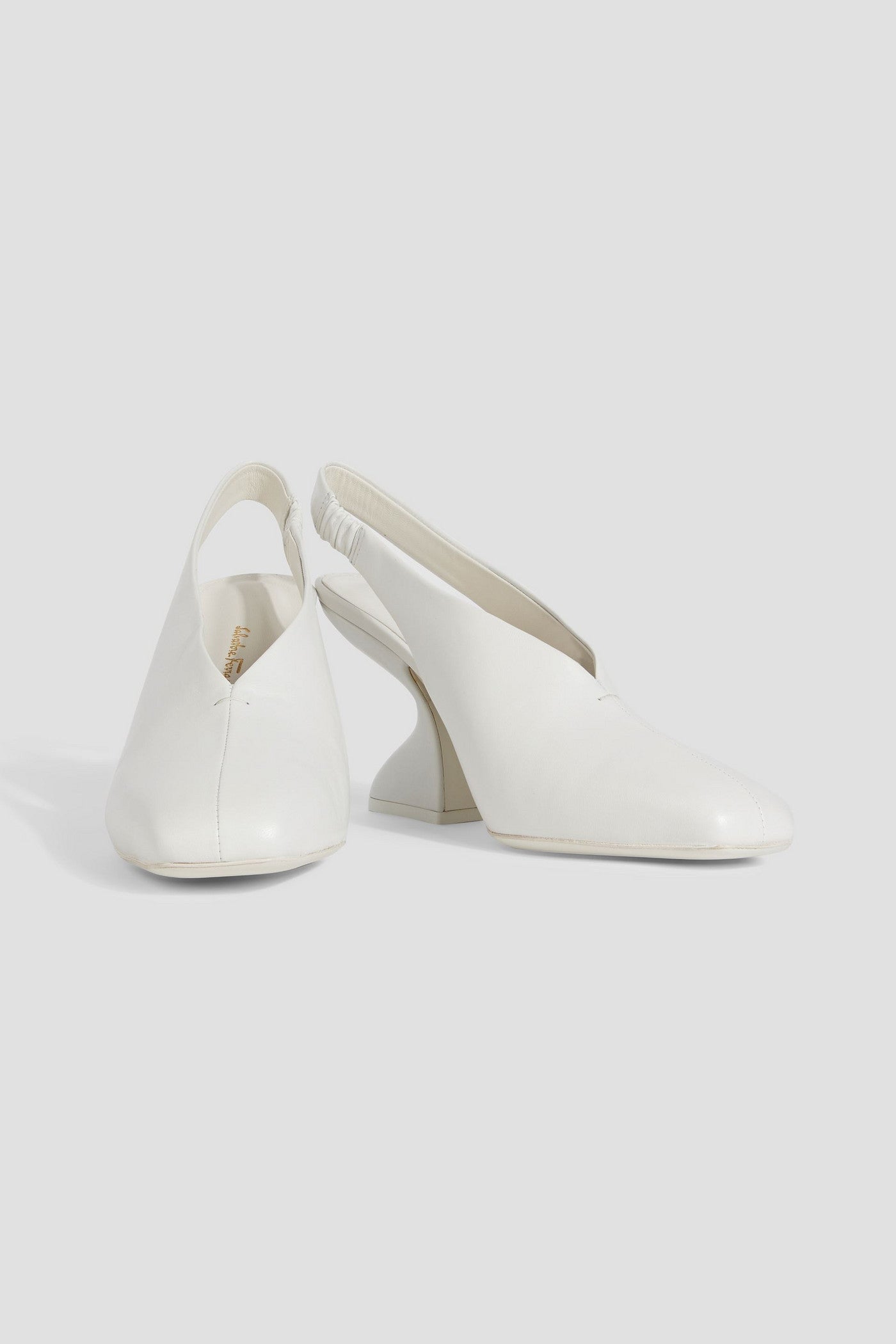Ferragamo Sloane 85 Leather Slingback Pumps White Women's