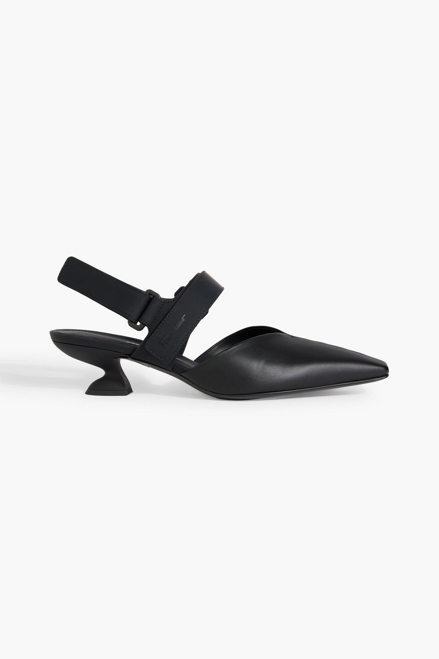 Ferragamo Sagar 40 Leather Slingback Pumps Black Women's