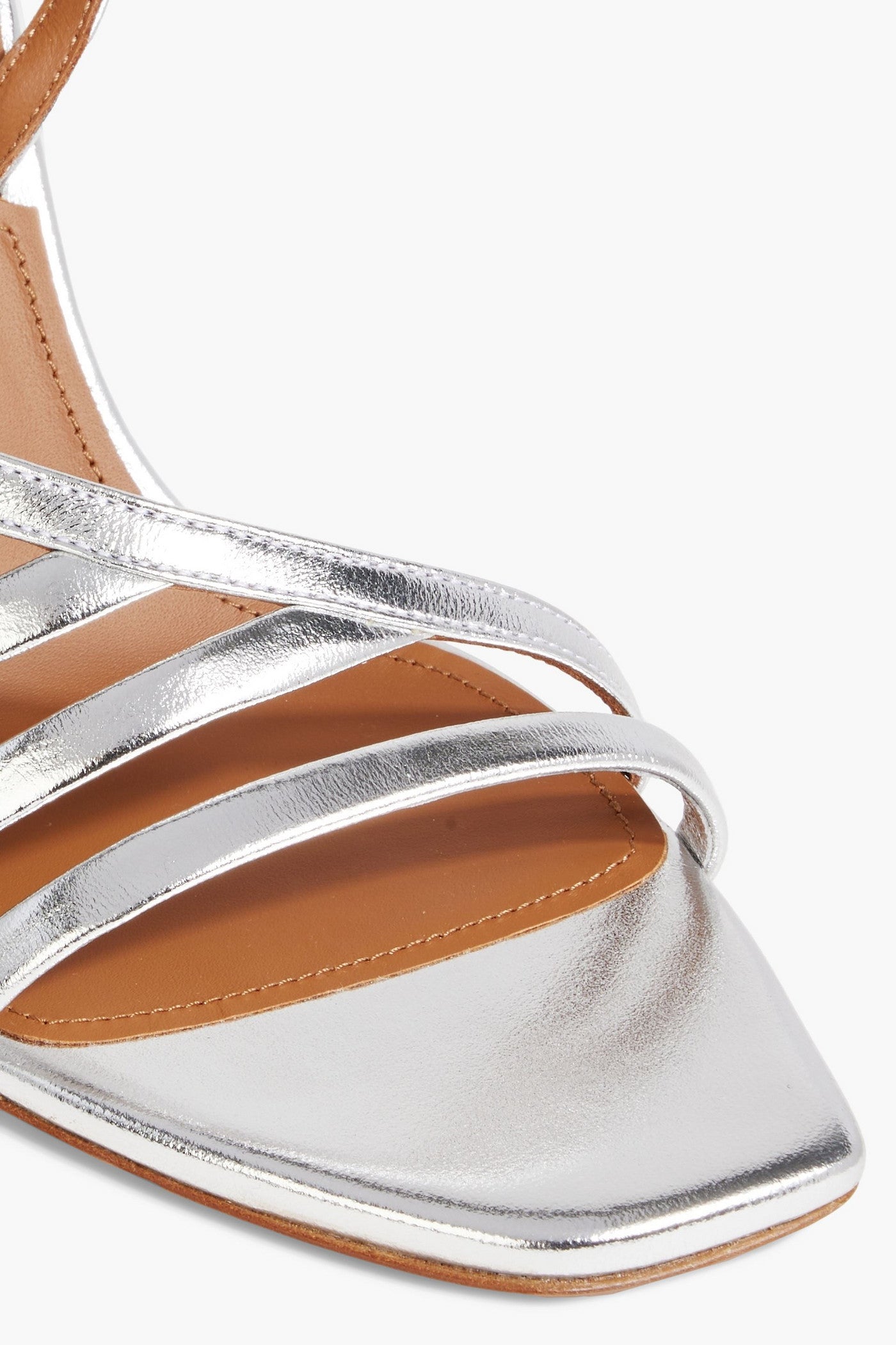 Malone Souliers Ama 90 Metallic Leather Slingback Sandals Silver Women's