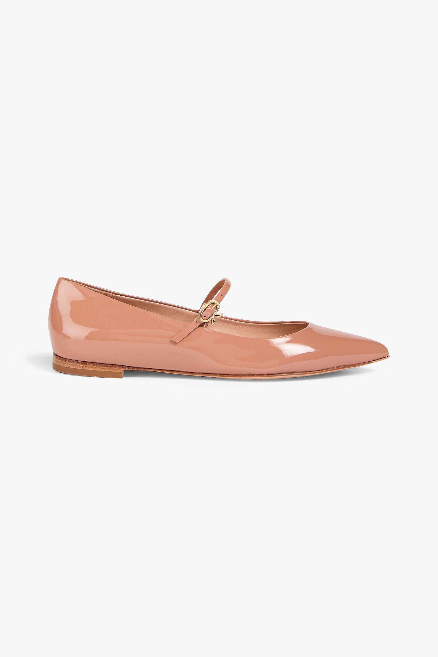 Gianvito Rossi Ribbon Jane Patent-Leather Mary Jane Flats Antique Rose Women's